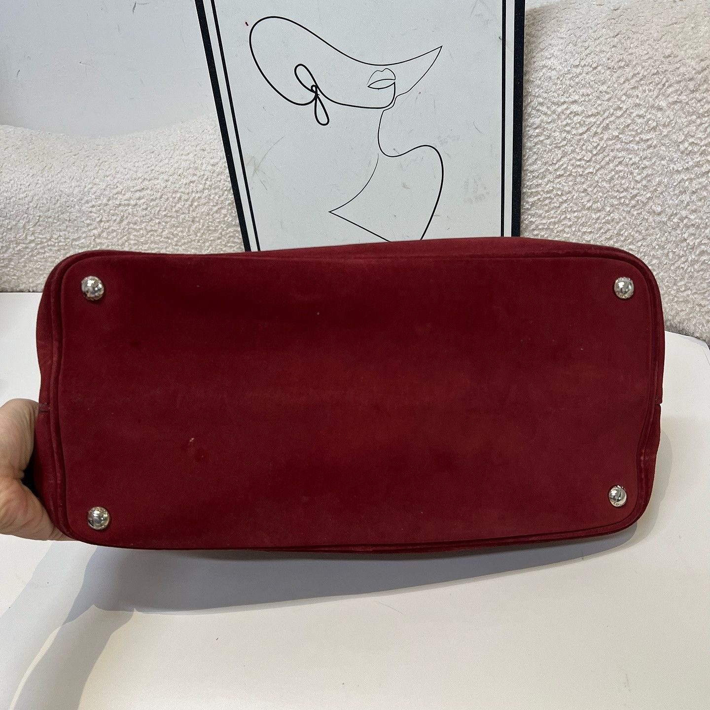 Prada Prada Suede Triangle Logo Tote Bag Size ONE SIZE - 9 Thumbnail