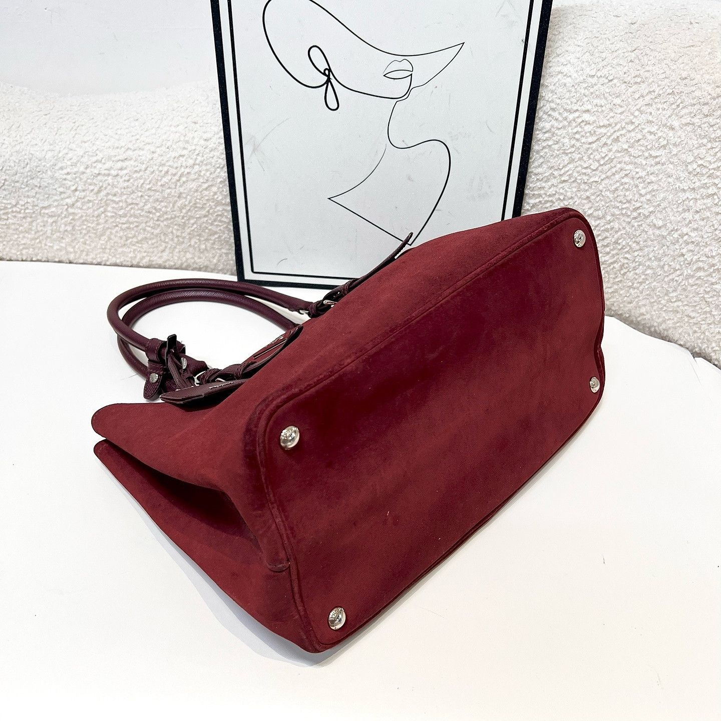 Prada Prada Suede Triangle Logo Tote Bag Size ONE SIZE - 6 Thumbnail