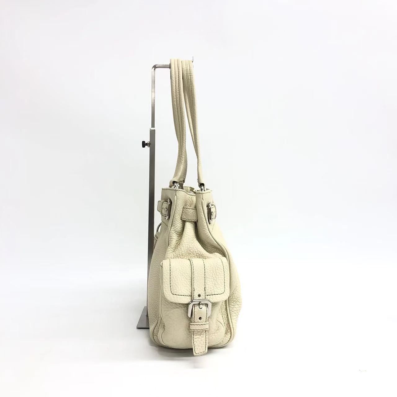 Prada Prada Pebble Leather Logo Handle Bag Size ONE SIZE - 7 Thumbnail