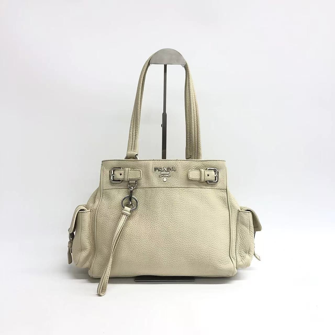 Prada Prada Pebble Leather Logo Handle Bag Size ONE SIZE - 2 Thumbnail