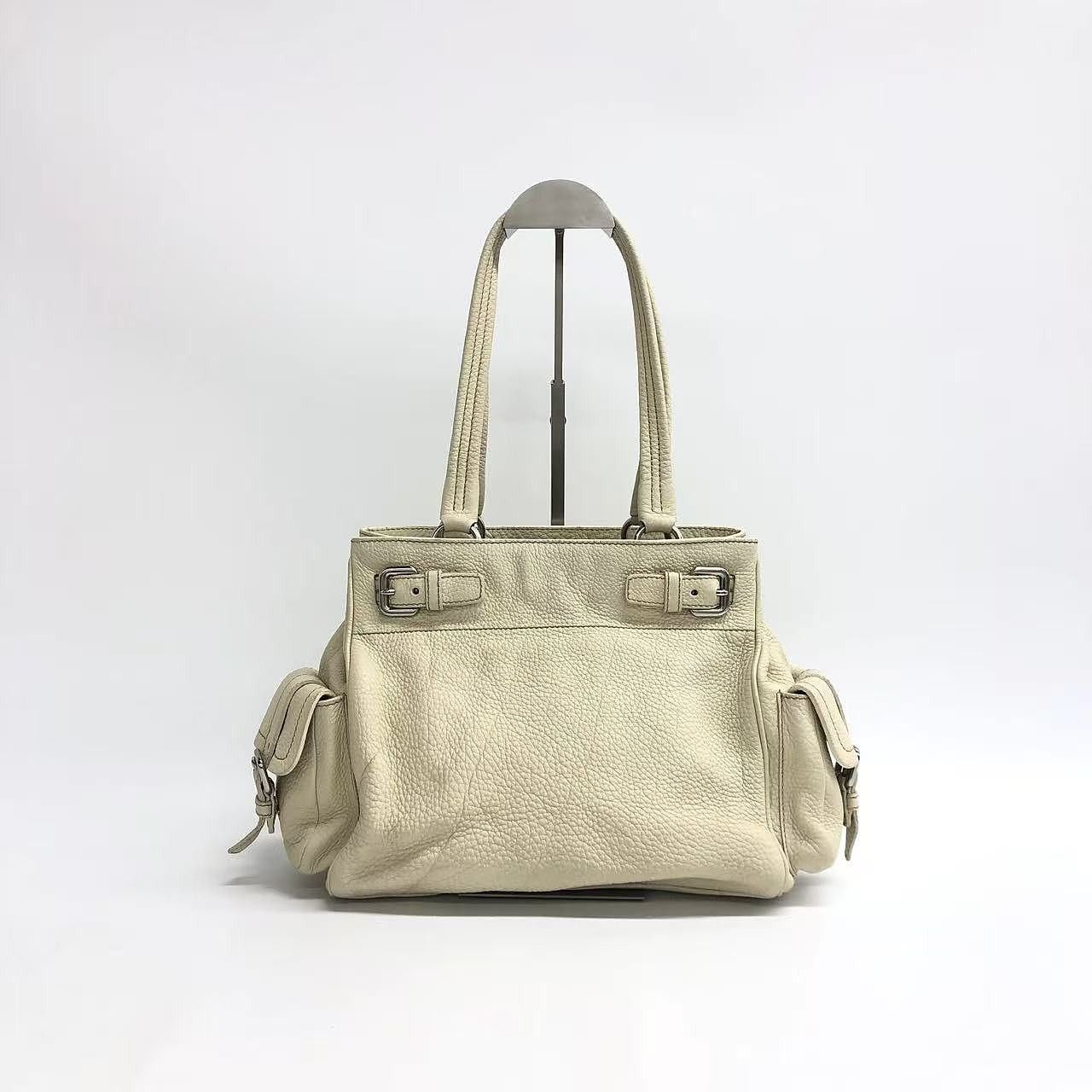 Prada Prada Pebble Leather Logo Handle Bag Size ONE SIZE - 3 Thumbnail