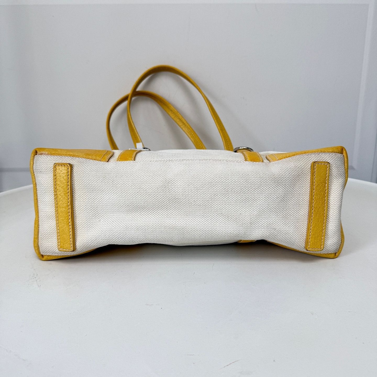 Prada Prada Yellow Trim Canvas Tote Bag Size ONE SIZE - 7 Thumbnail