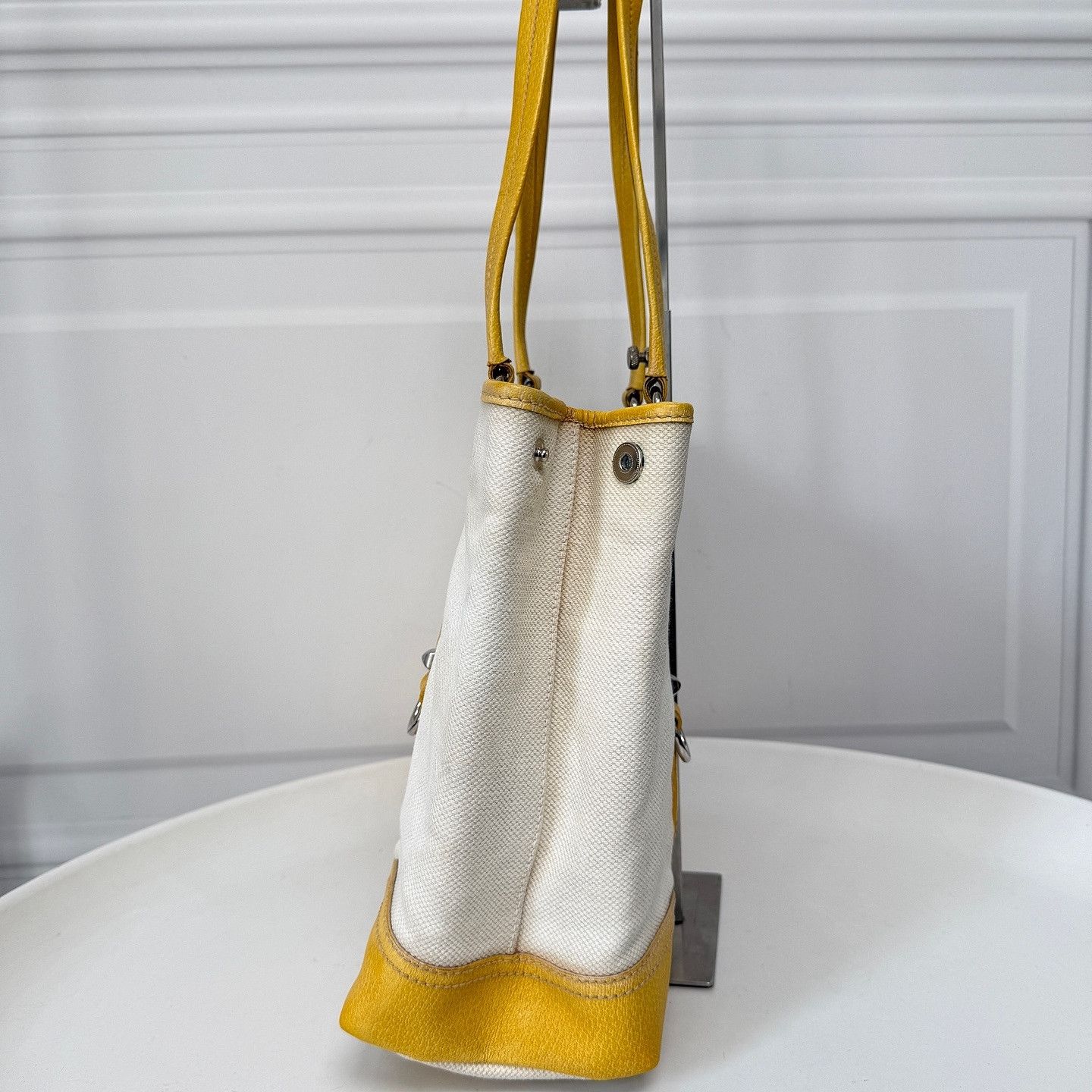 Prada Prada Yellow Trim Canvas Tote Bag Size ONE SIZE - 6 Thumbnail