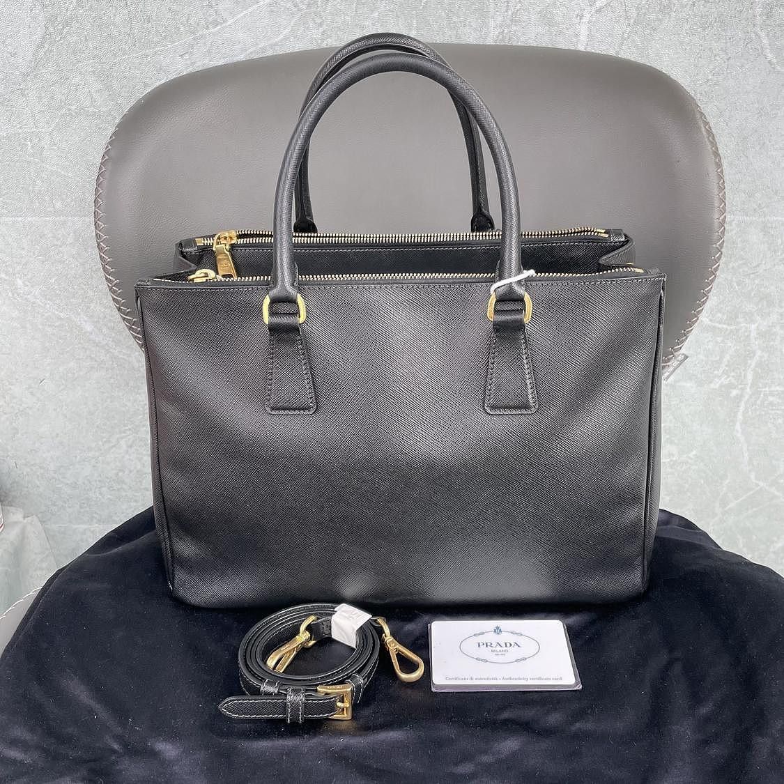 Prada Prada Saffiano Leather Handle Bag Size ONE SIZE - 3 Thumbnail