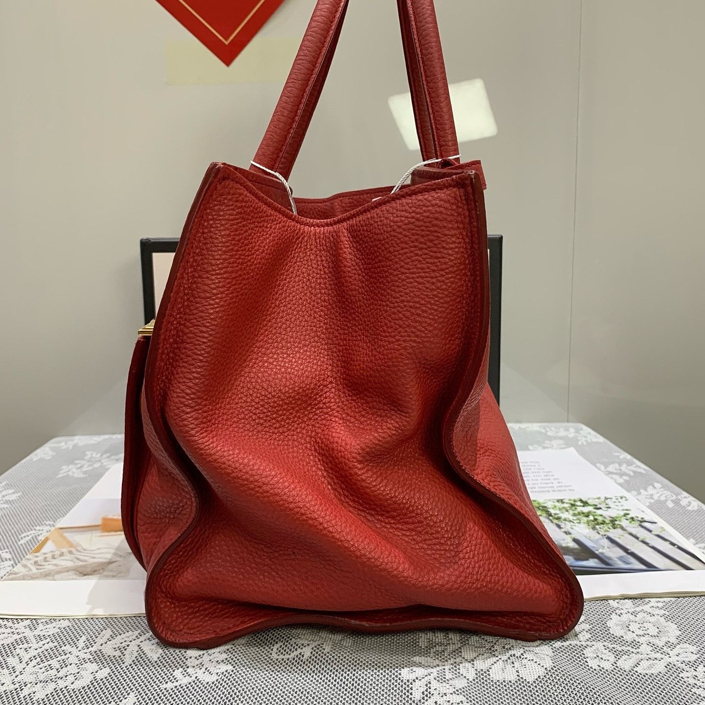Prada Prada Red Leather Tote Bag Size ONE SIZE - 7 Thumbnail