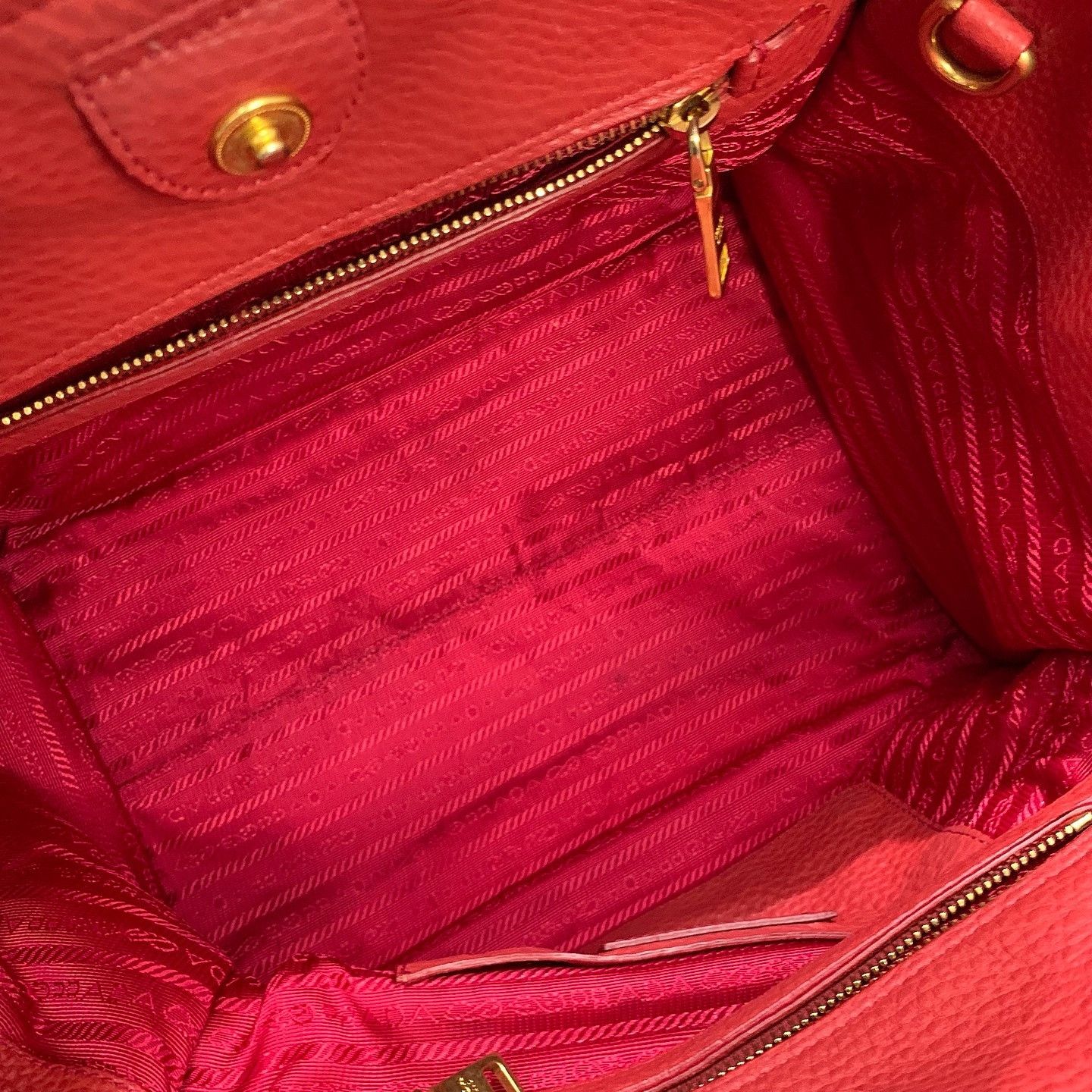 Prada Prada Red Leather Tote Bag Size ONE SIZE - 5 Thumbnail