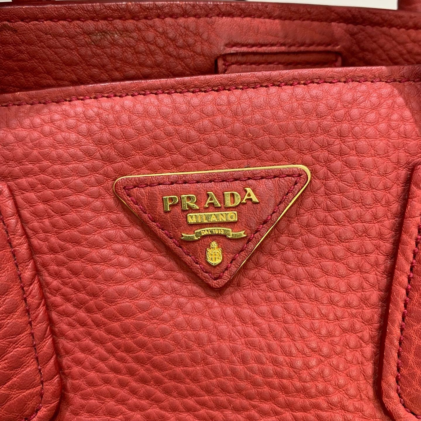 Prada Prada Red Leather Tote Bag Size ONE SIZE - 9 Thumbnail