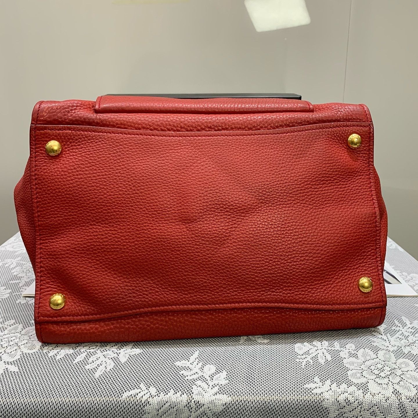 Prada Prada Red Leather Tote Bag Size ONE SIZE - 4 Thumbnail