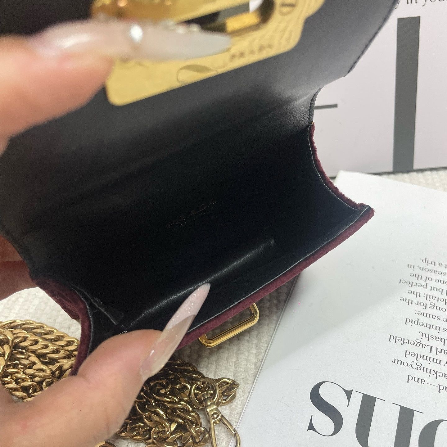 Prada Prada Velvet and Leather Mini Chain Bag Size ONE SIZE - 6 Thumbnail