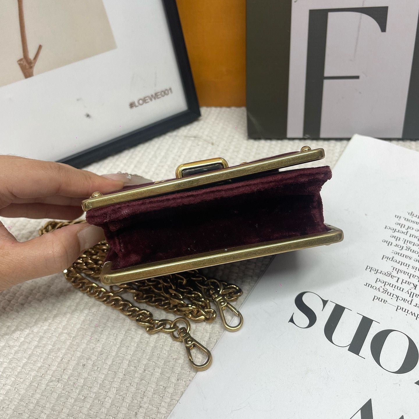 Prada Prada Velvet and Leather Mini Chain Bag Size ONE SIZE - 7 Thumbnail