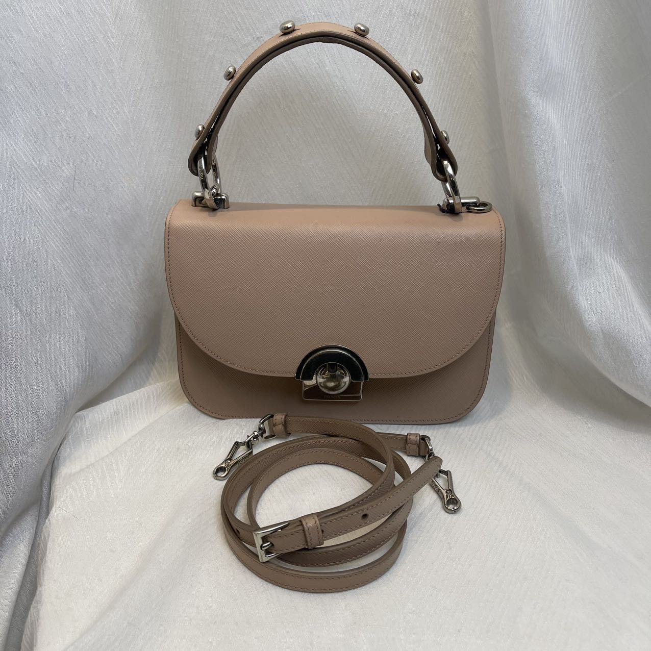 Prada Prada Pink Saffiano Leather Handle Bag One Size Size ONE SIZE - 2 Thumbnail