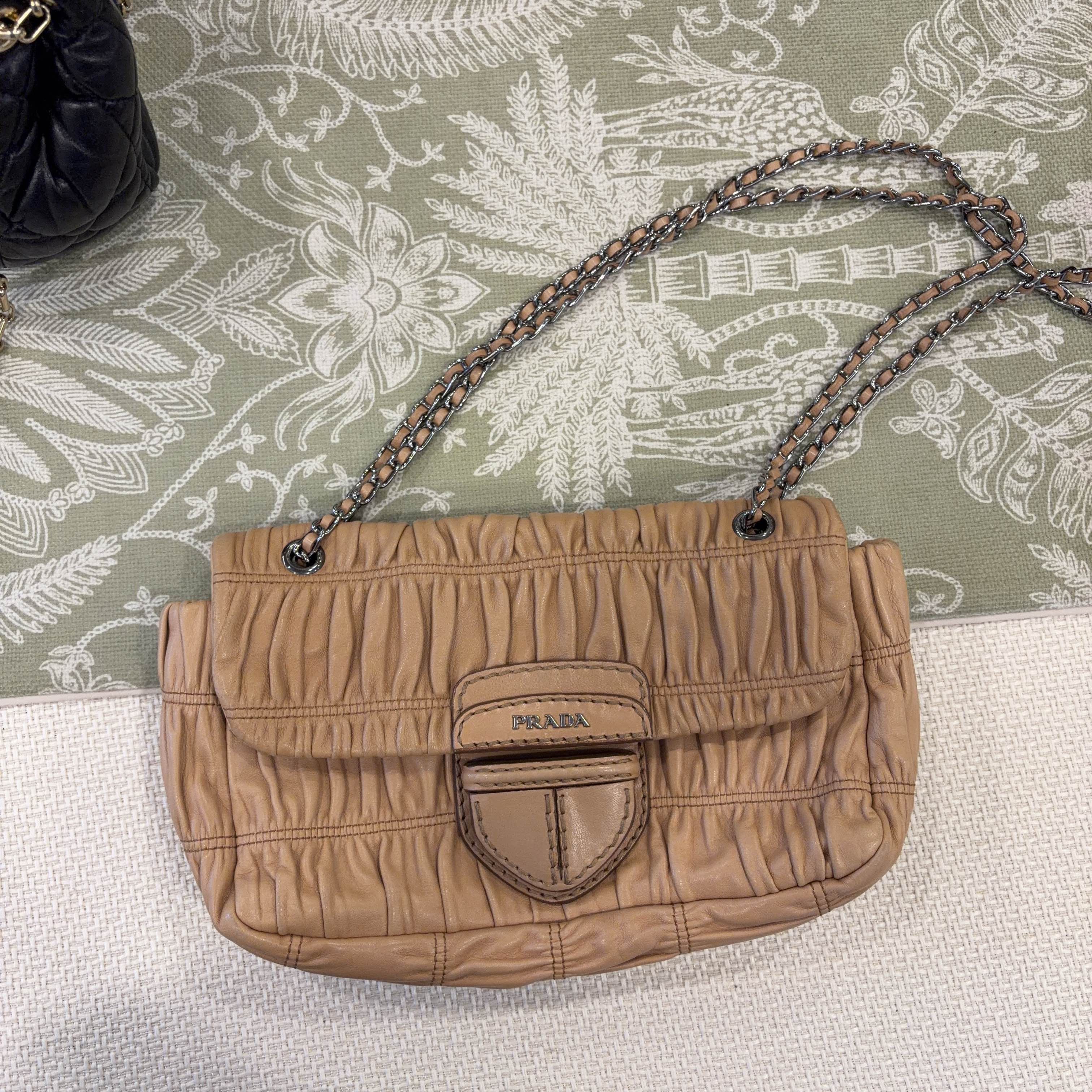 Prada Prada Ruched Leather Shoulder Bag Size ONE SIZE - 6 Thumbnail