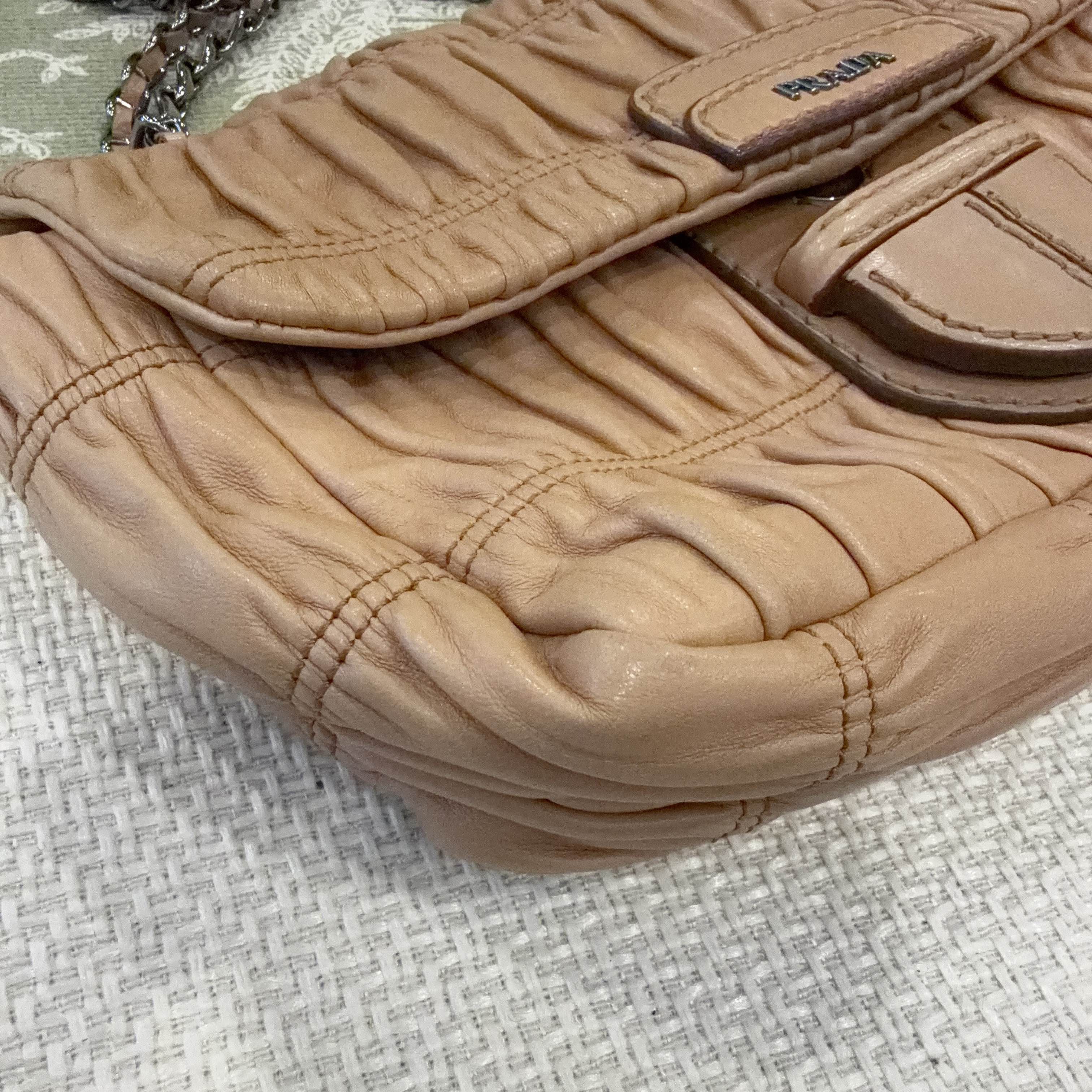 Prada Prada Ruched Leather Shoulder Bag Size ONE SIZE - 7 Thumbnail