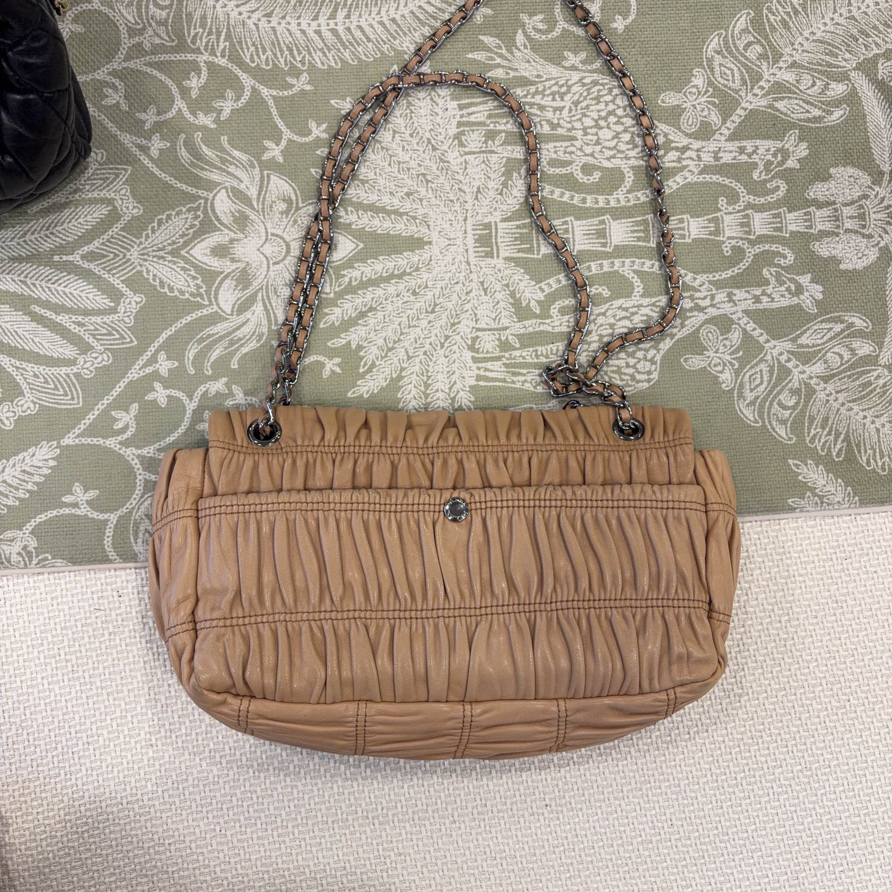 Prada Prada Ruched Leather Shoulder Bag Size ONE SIZE - 3 Thumbnail