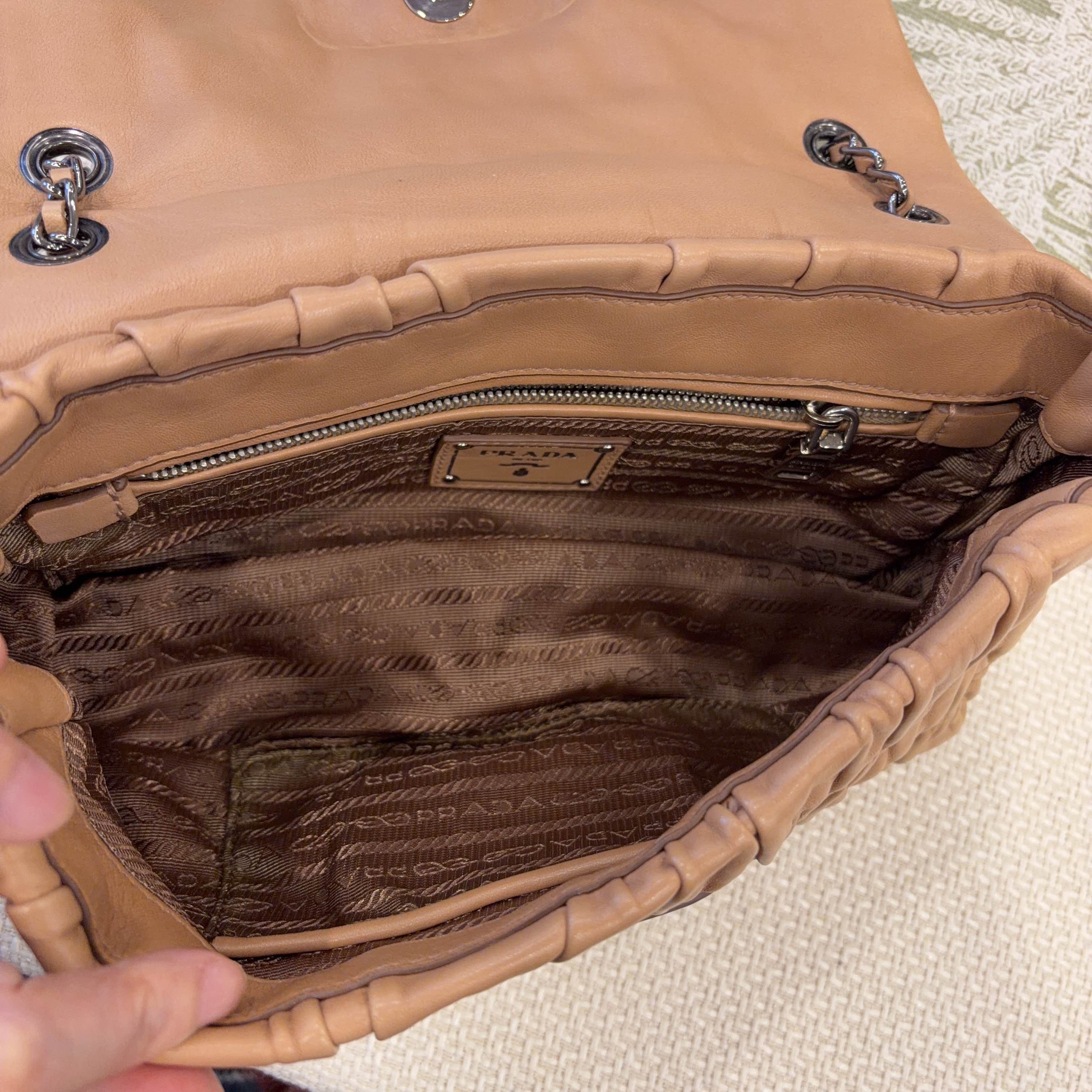 Prada Prada Ruched Leather Shoulder Bag Size ONE SIZE - 5 Thumbnail