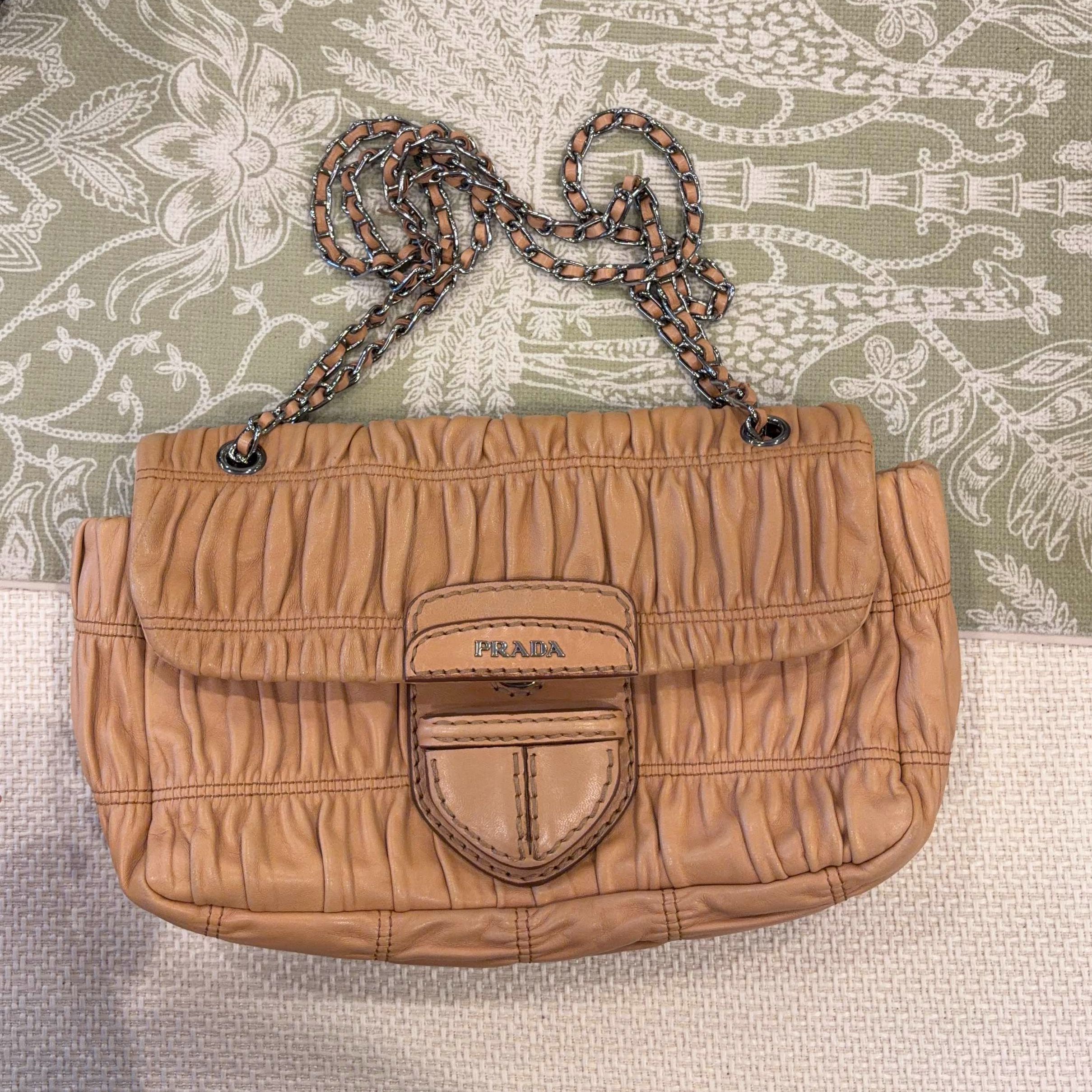 Prada Prada Ruched Leather Shoulder Bag Size ONE SIZE - 2 Thumbnail