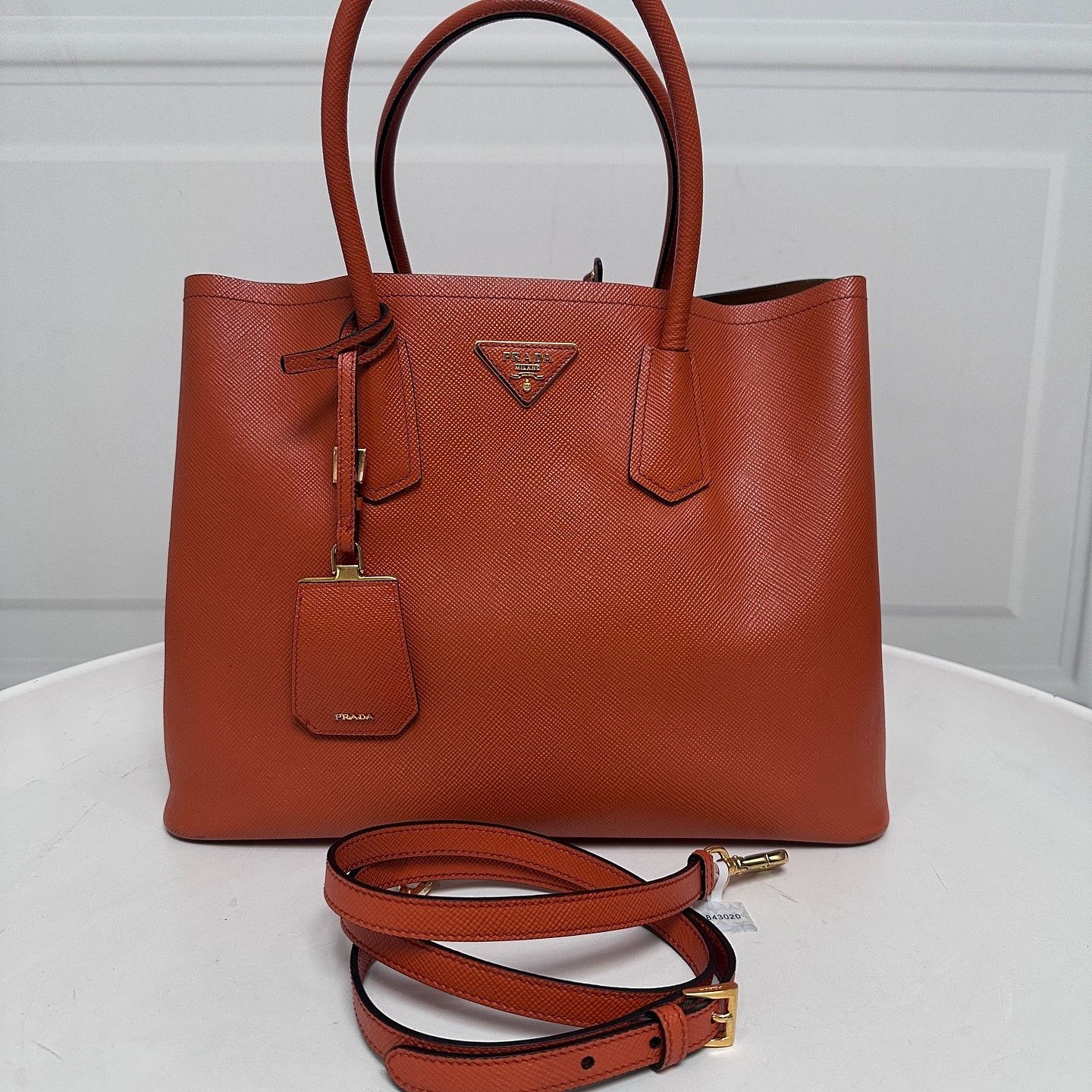 Prada Prada Orange Saffiano Tote Bag Size ONE SIZE - 2 Thumbnail