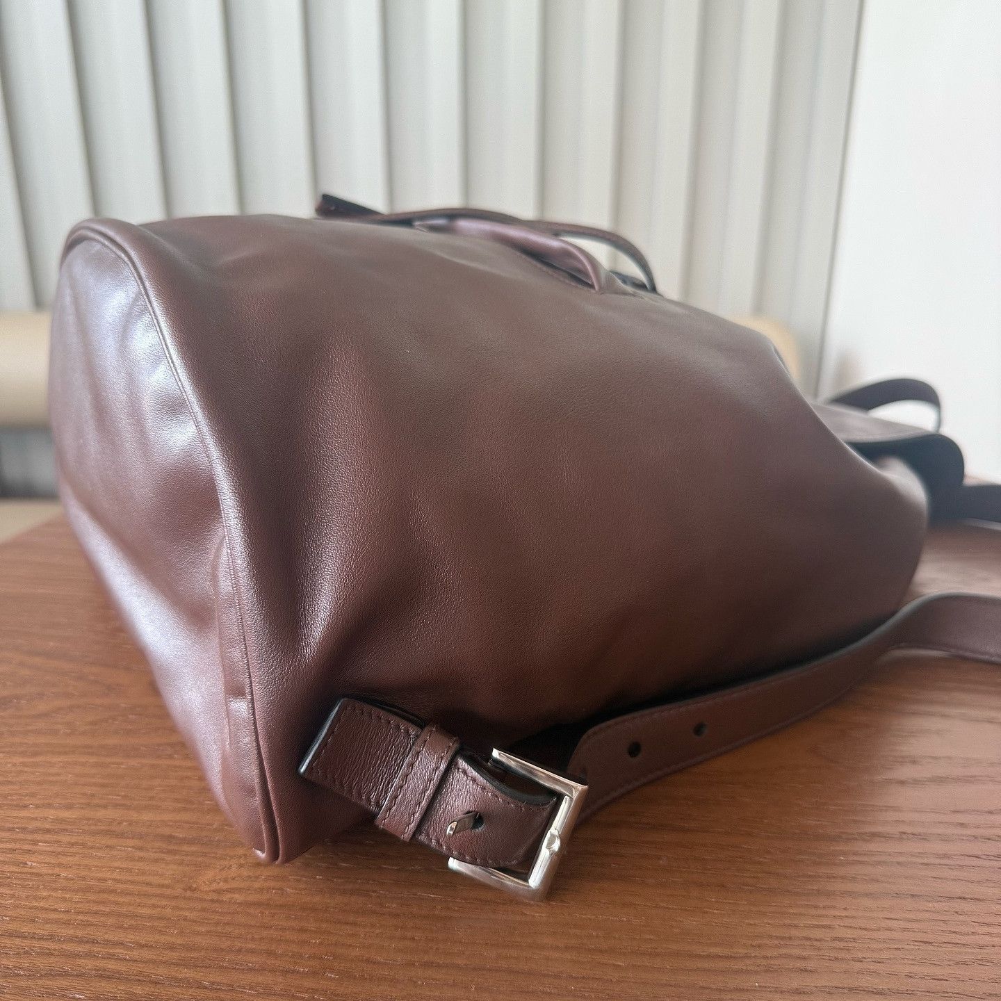 Prada Prada Brown Leather Triangle Logo Backpack ONE SIZE Size ONE SIZE - 8 Thumbnail