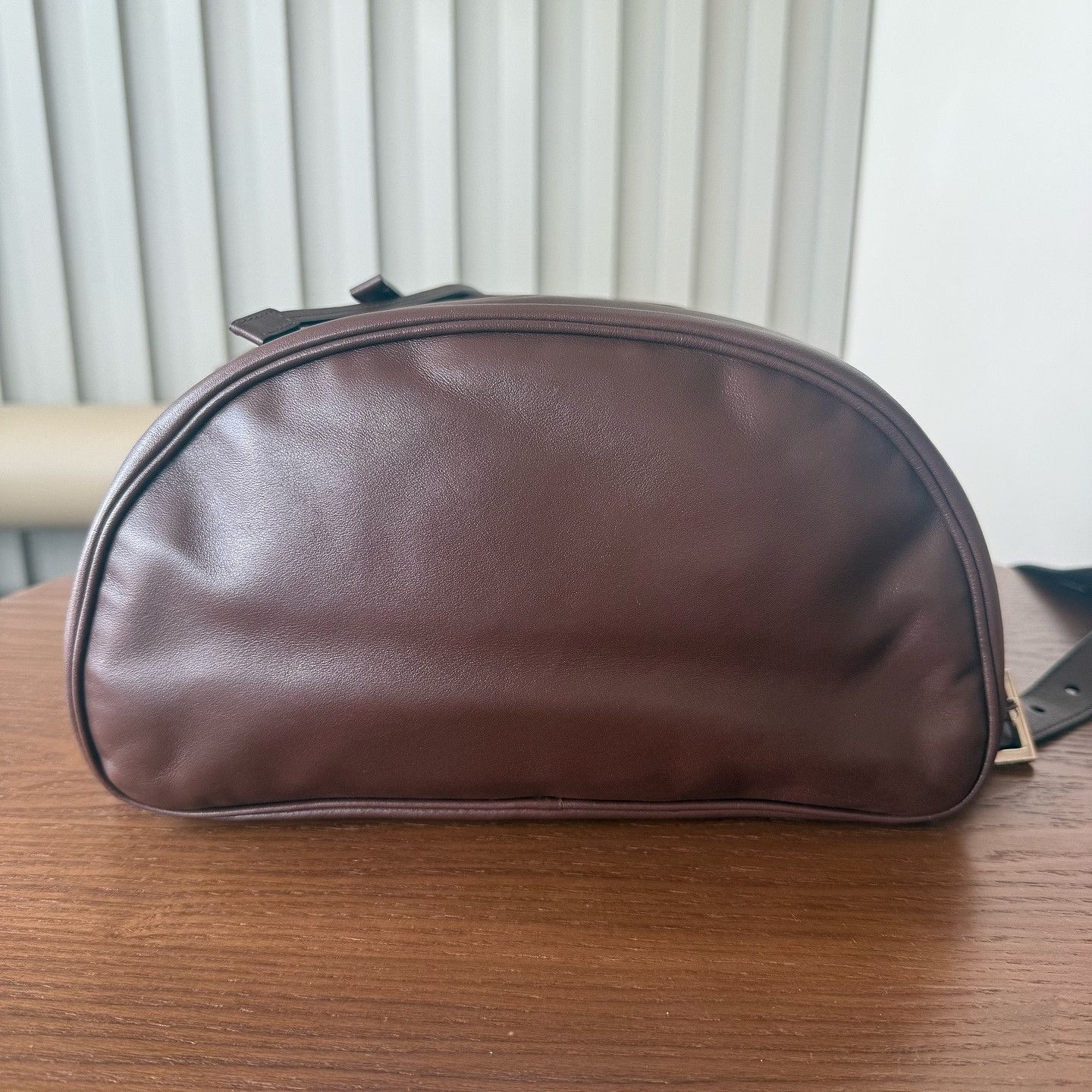 Prada Prada Brown Leather Triangle Logo Backpack ONE SIZE Size ONE SIZE - 4 Thumbnail