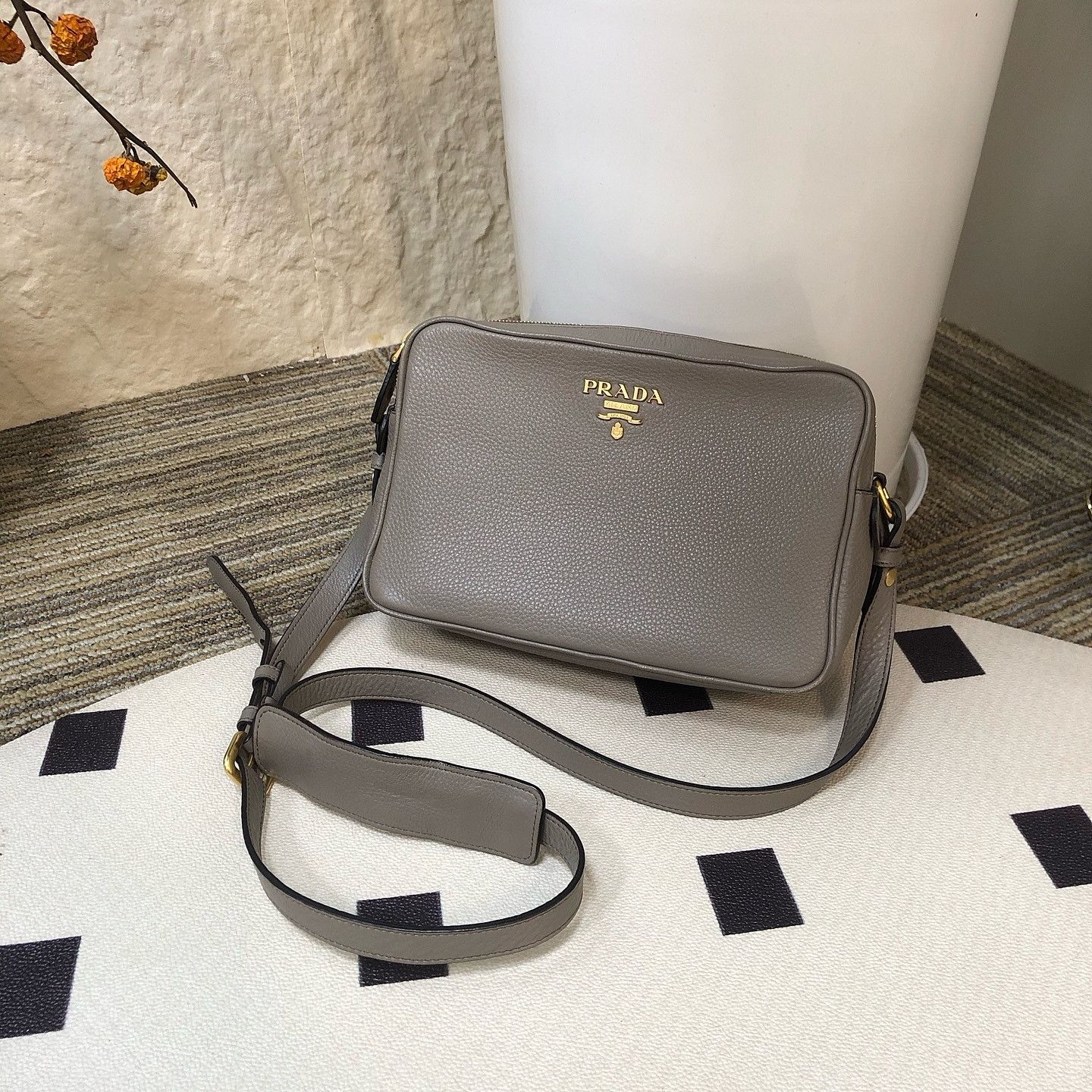 Prada Prada Pebbled Leather Camera Bag Size ONE SIZE - 2 Thumbnail