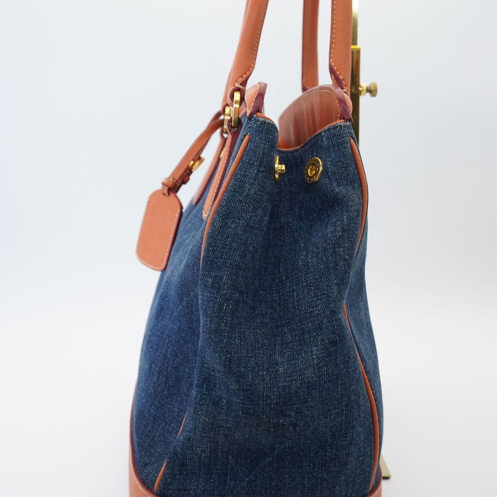 Prada Prada Denim Saffiano Tote Bag ONE SIZE Size ONE SIZE - 6 Thumbnail