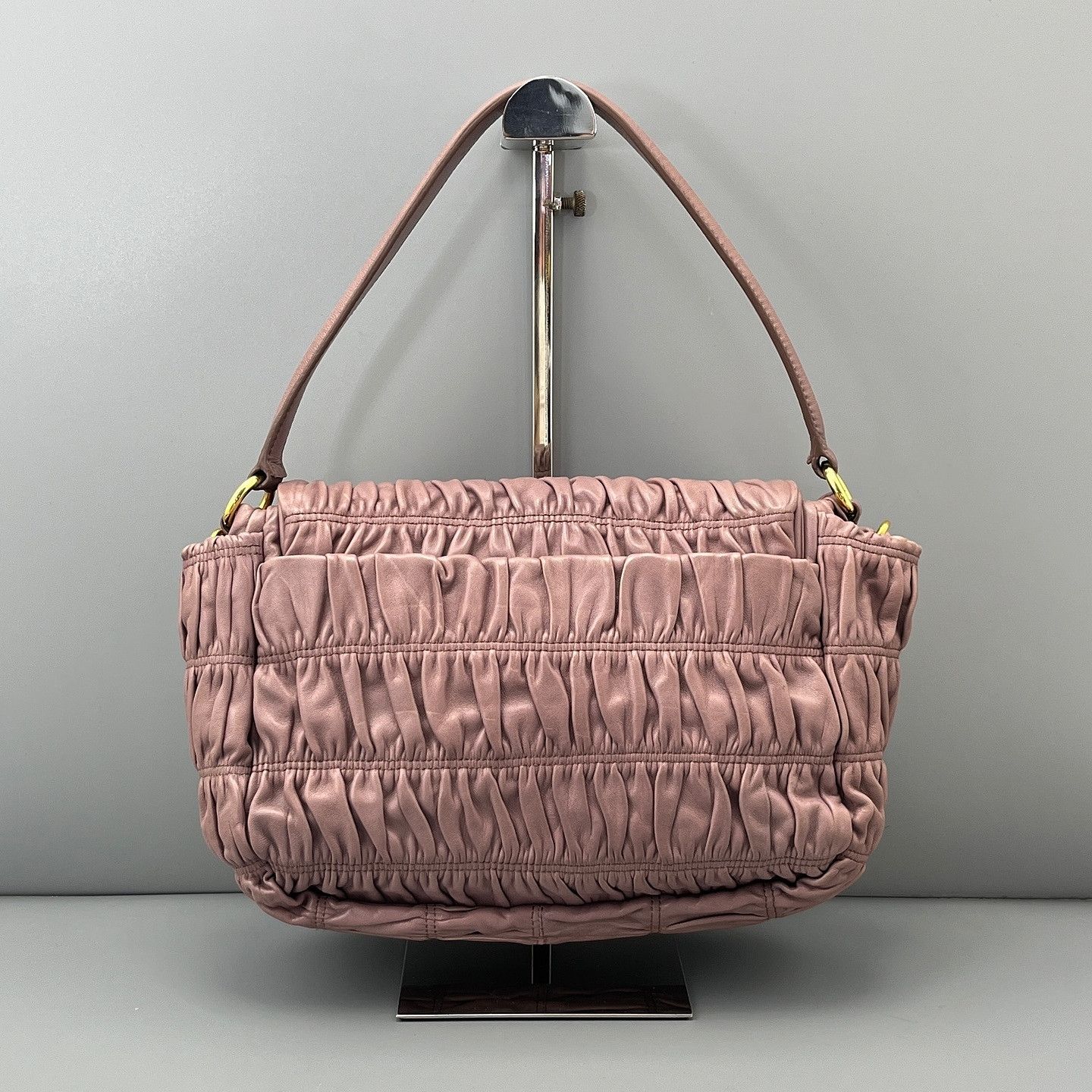 Prada Prada Ruched Leather Handle Bag Size ONE SIZE - 3 Thumbnail