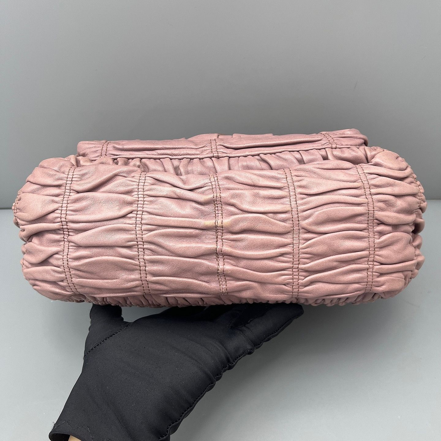 Prada Prada Ruched Leather Handle Bag Size ONE SIZE - 13 Thumbnail