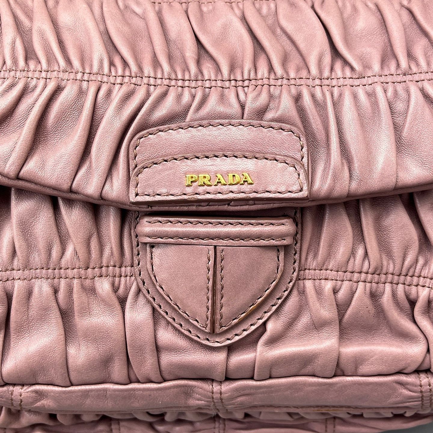 Prada Prada Ruched Leather Handle Bag Size ONE SIZE - 17 Thumbnail