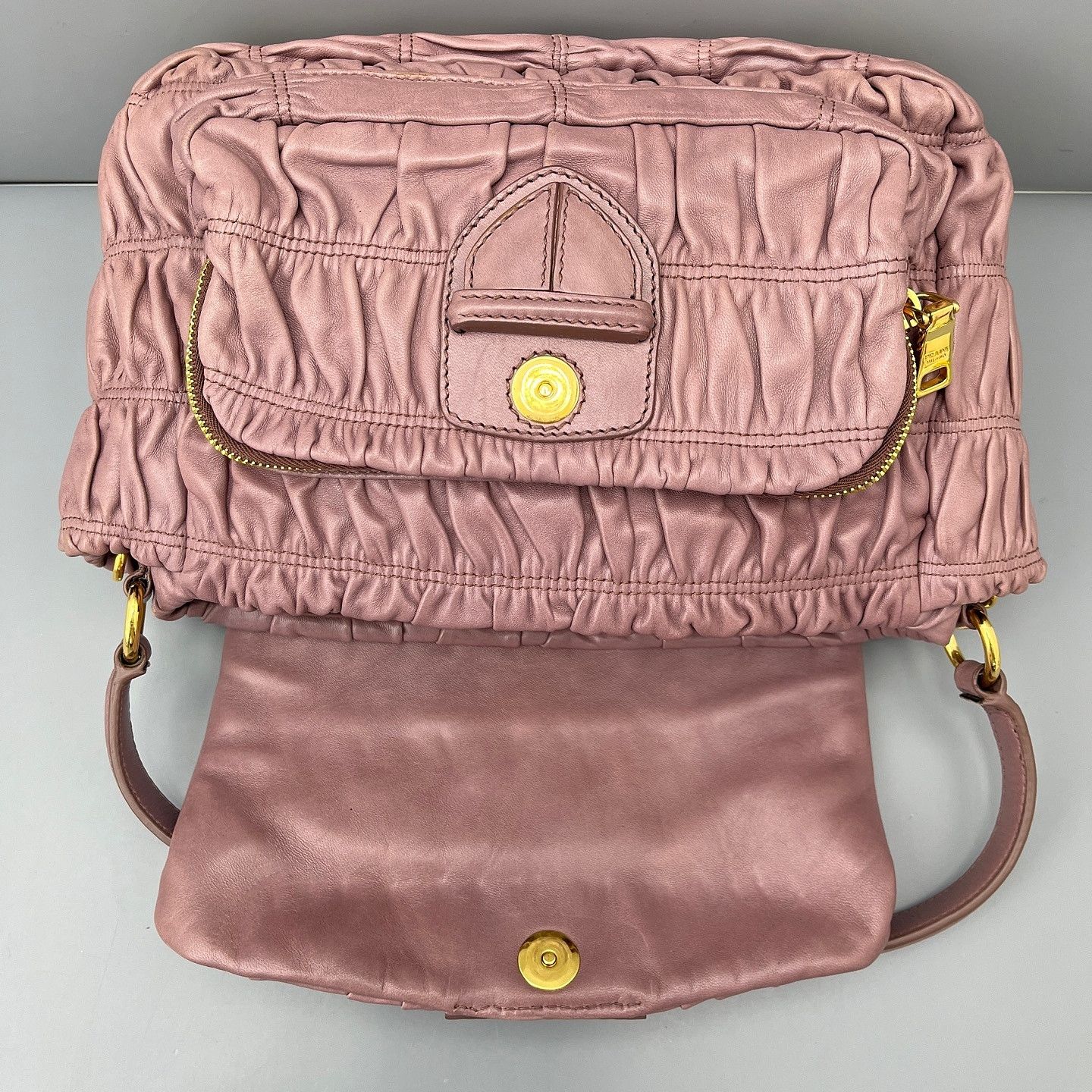 Prada Prada Ruched Leather Handle Bag Size ONE SIZE - 9 Thumbnail