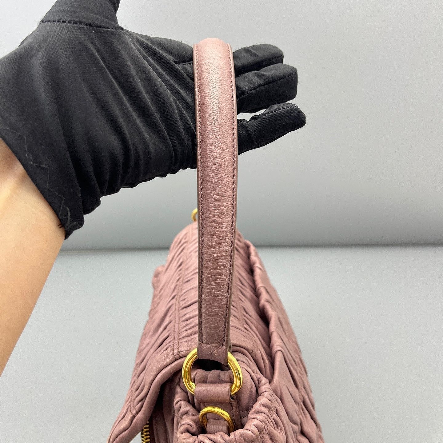 Prada Prada Ruched Leather Handle Bag Size ONE SIZE - 14 Thumbnail