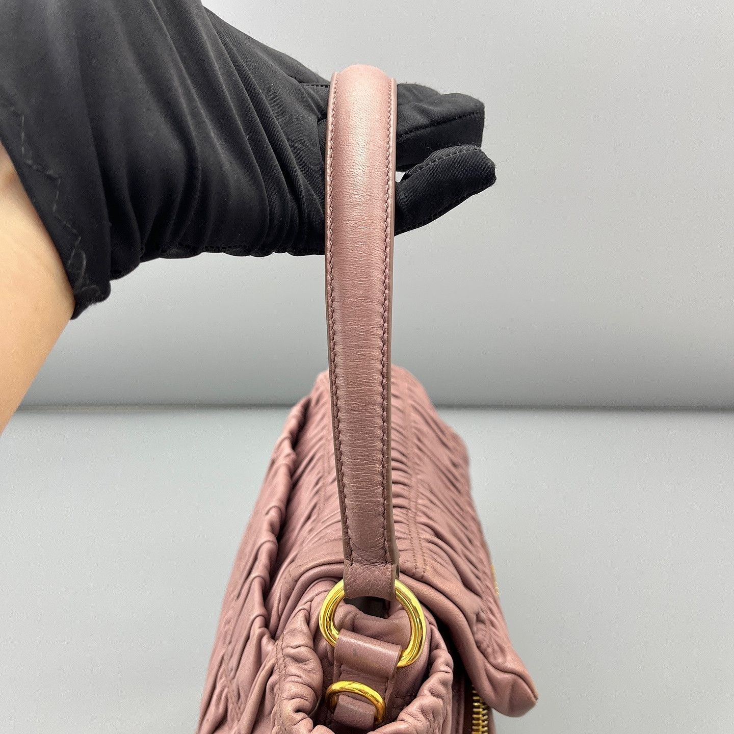 Prada Prada Ruched Leather Handle Bag Size ONE SIZE - 15 Thumbnail