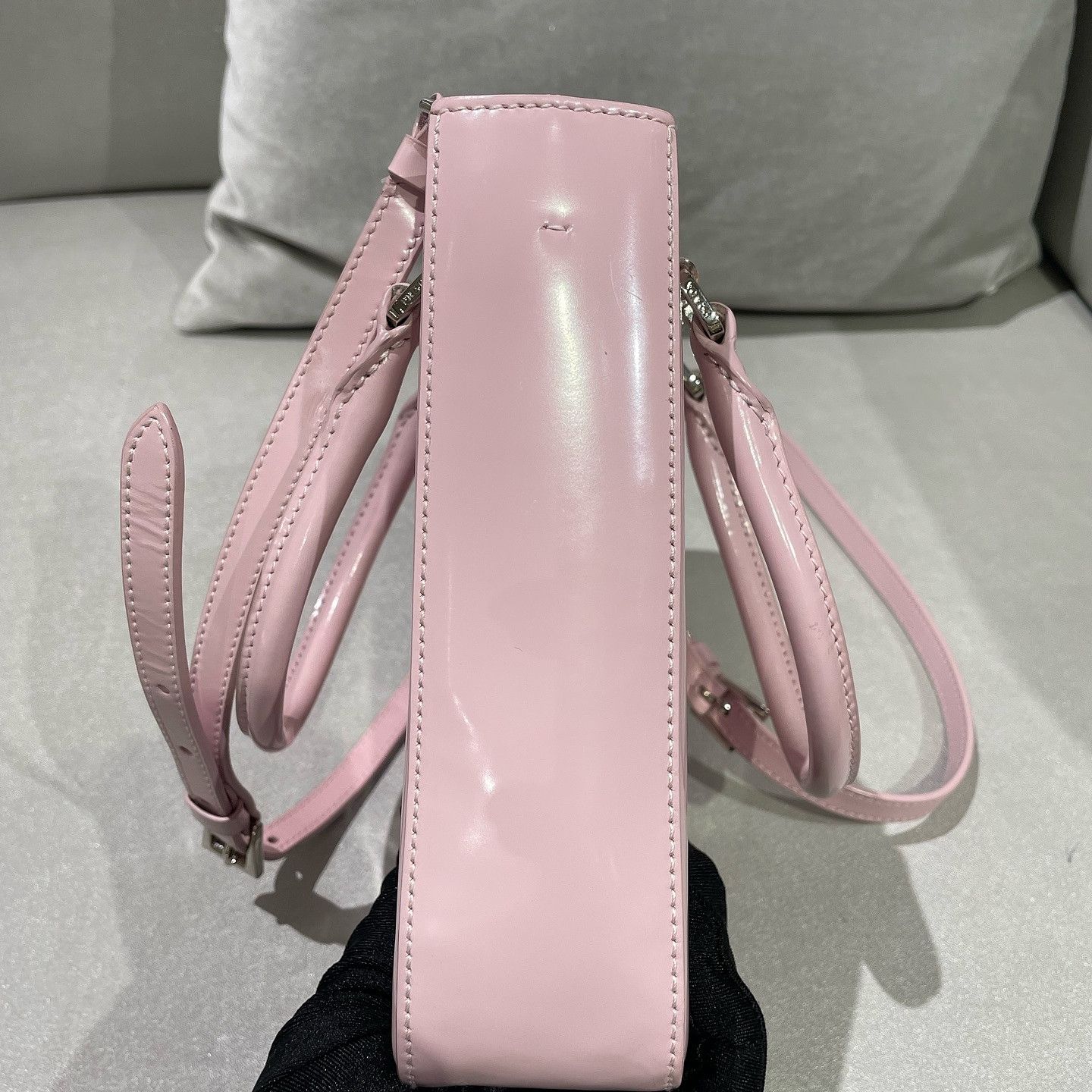 Prada Prada Pink Patent Leather Small Tote Bag Size ONE SIZE - 6 Thumbnail