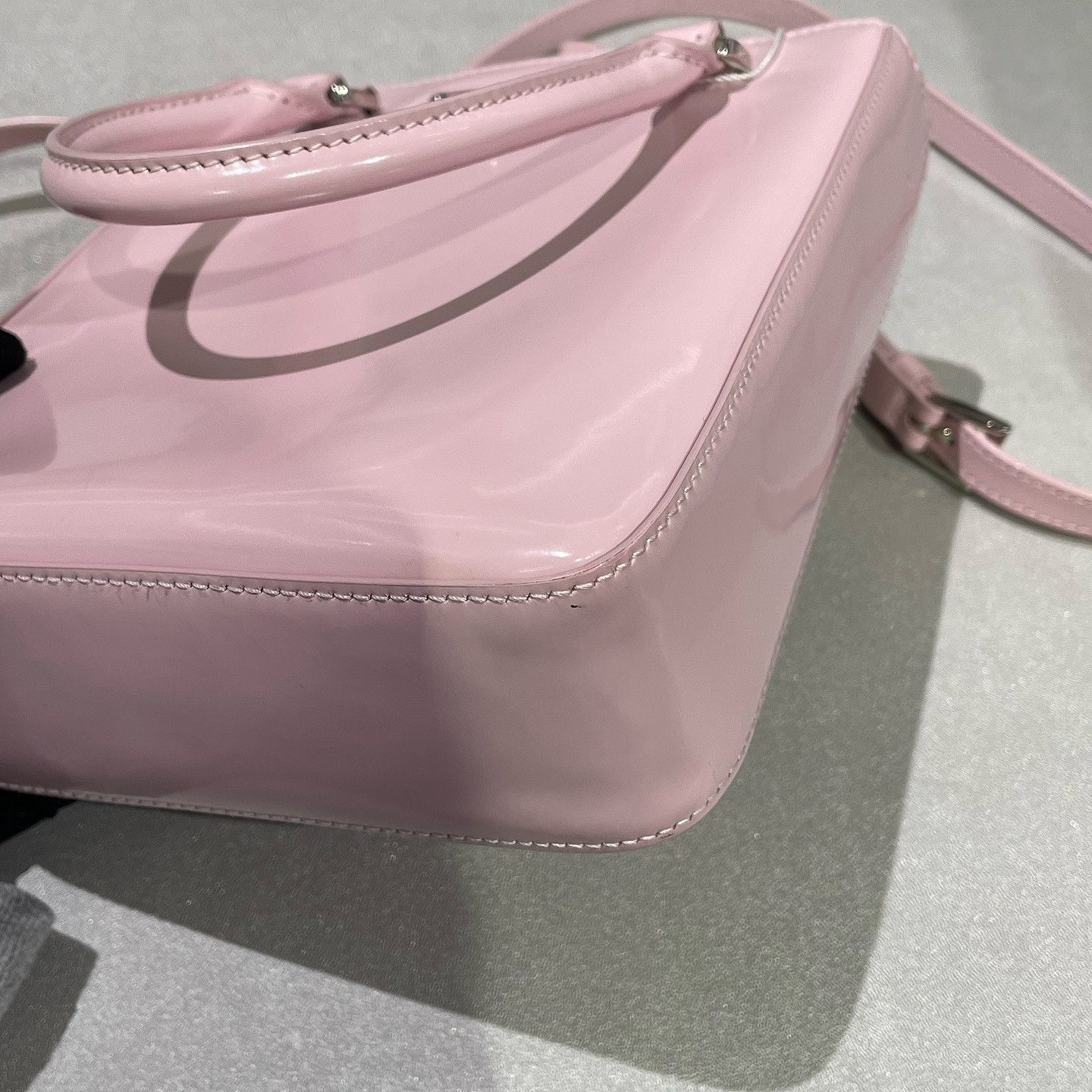 Prada Prada Pink Patent Leather Small Tote Bag Size ONE SIZE - 10 Thumbnail