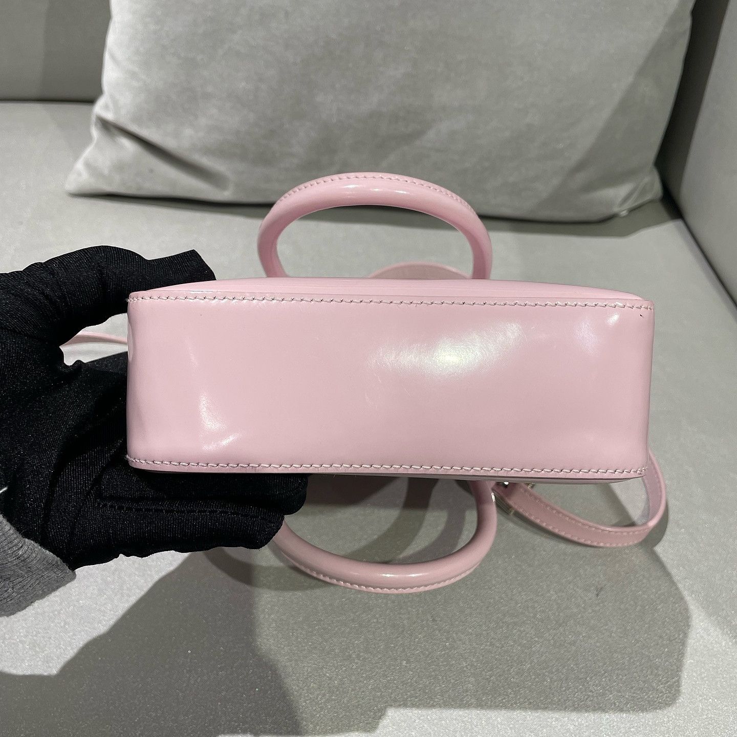 Prada Prada Pink Patent Leather Small Tote Bag Size ONE SIZE - 8 Thumbnail