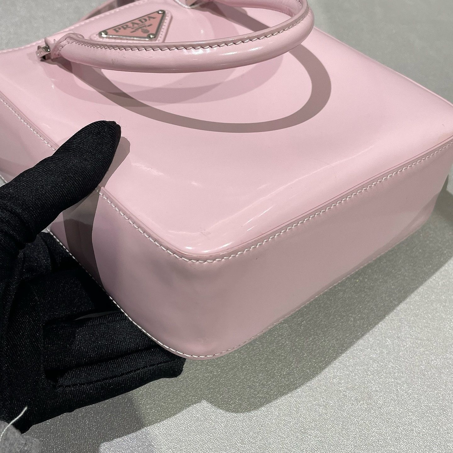 Prada Prada Pink Patent Leather Small Tote Bag Size ONE SIZE - 9 Thumbnail