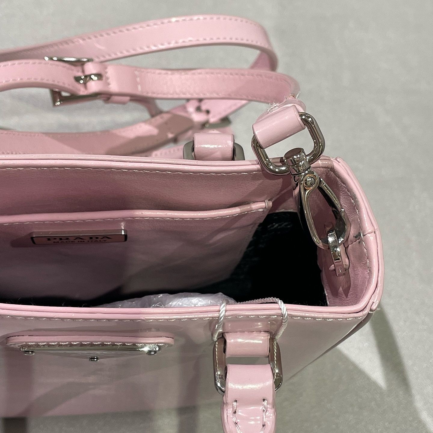 Prada Prada Pink Patent Leather Small Tote Bag Size ONE SIZE - 7 Thumbnail