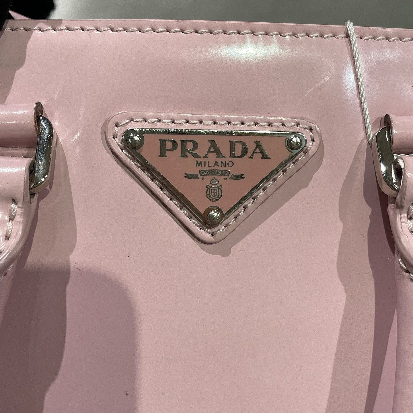 Prada Prada Pink Patent Leather Small Tote Bag Size ONE SIZE - 15 Thumbnail