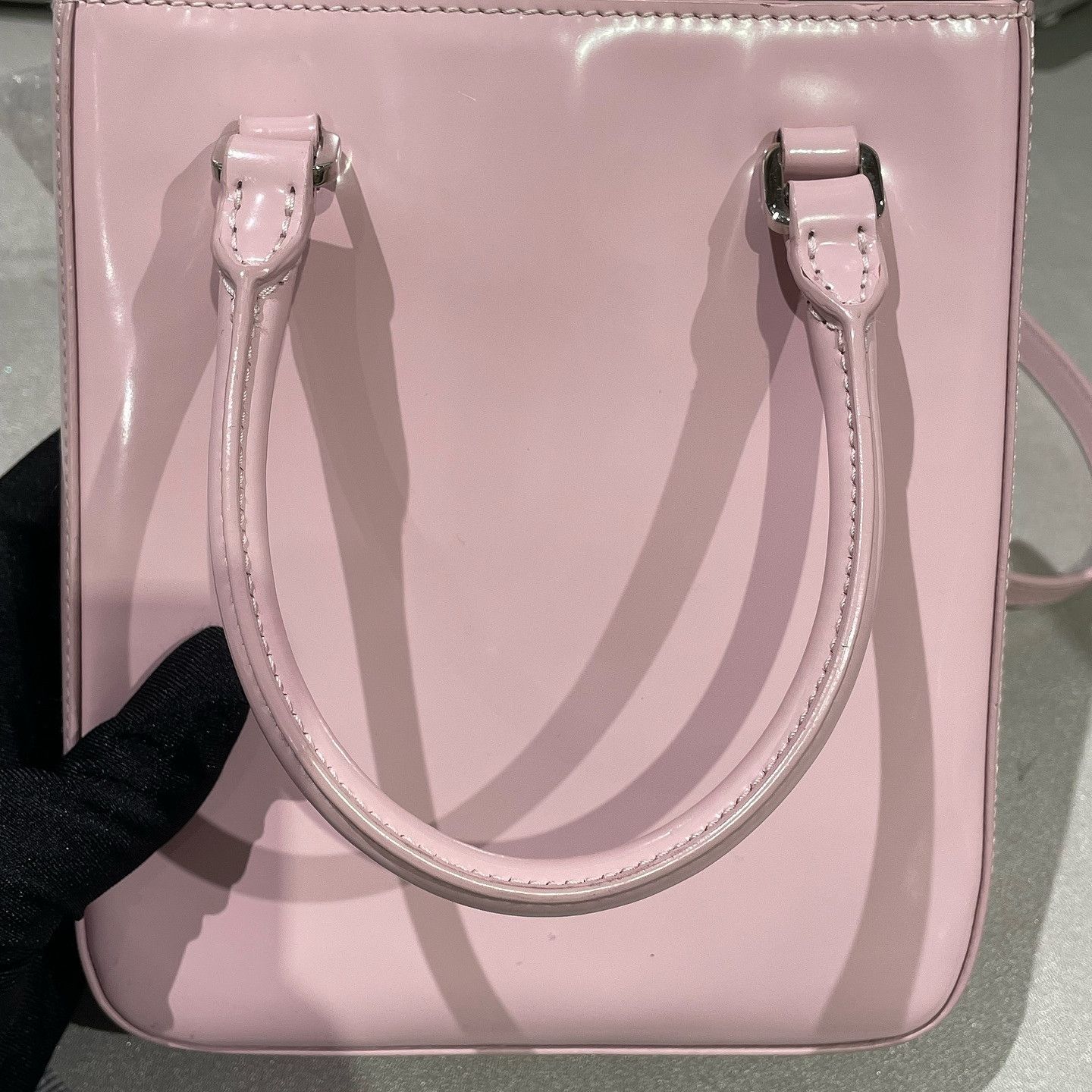 Prada Prada Pink Patent Leather Small Tote Bag Size ONE SIZE - 13 Thumbnail