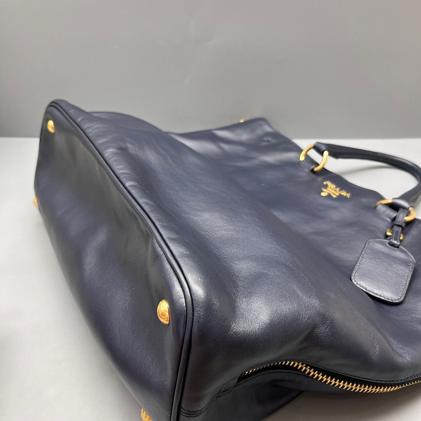 Prada Prada Blue Leather Tote Bag Size ONE SIZE - 7 Thumbnail