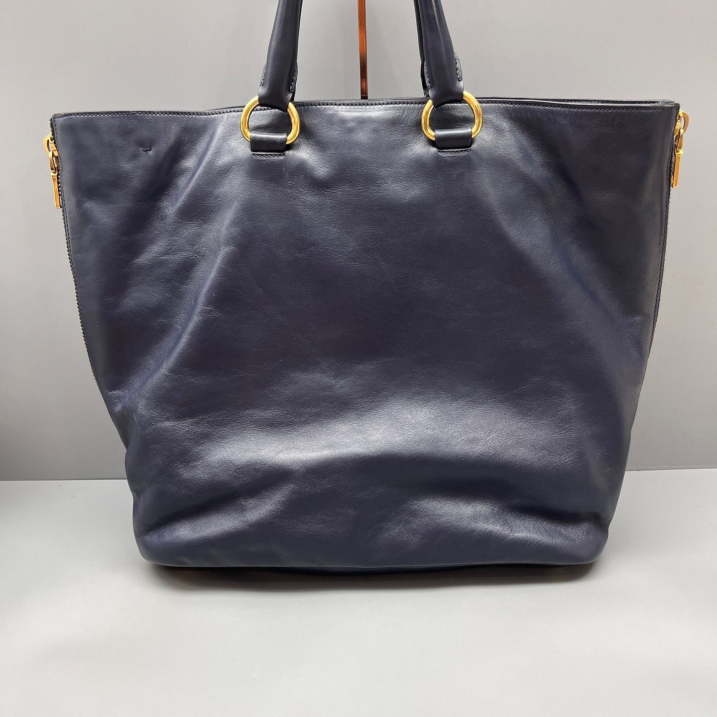 Prada Prada Blue Leather Tote Bag Size ONE SIZE - 3 Thumbnail
