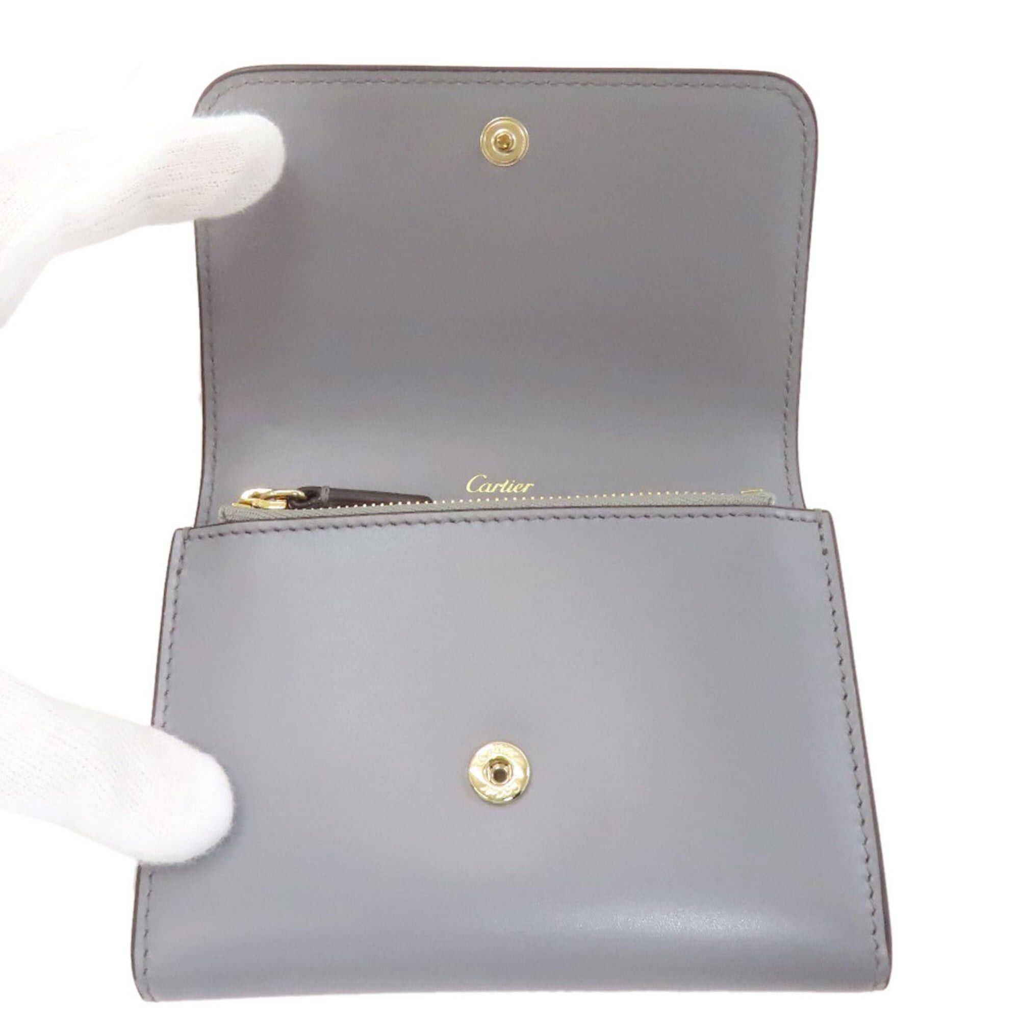 Cartier Cartier Double C de Compact Wallet, Bi-fold Leather, Women's Size ONE SIZE - 4 Thumbnail