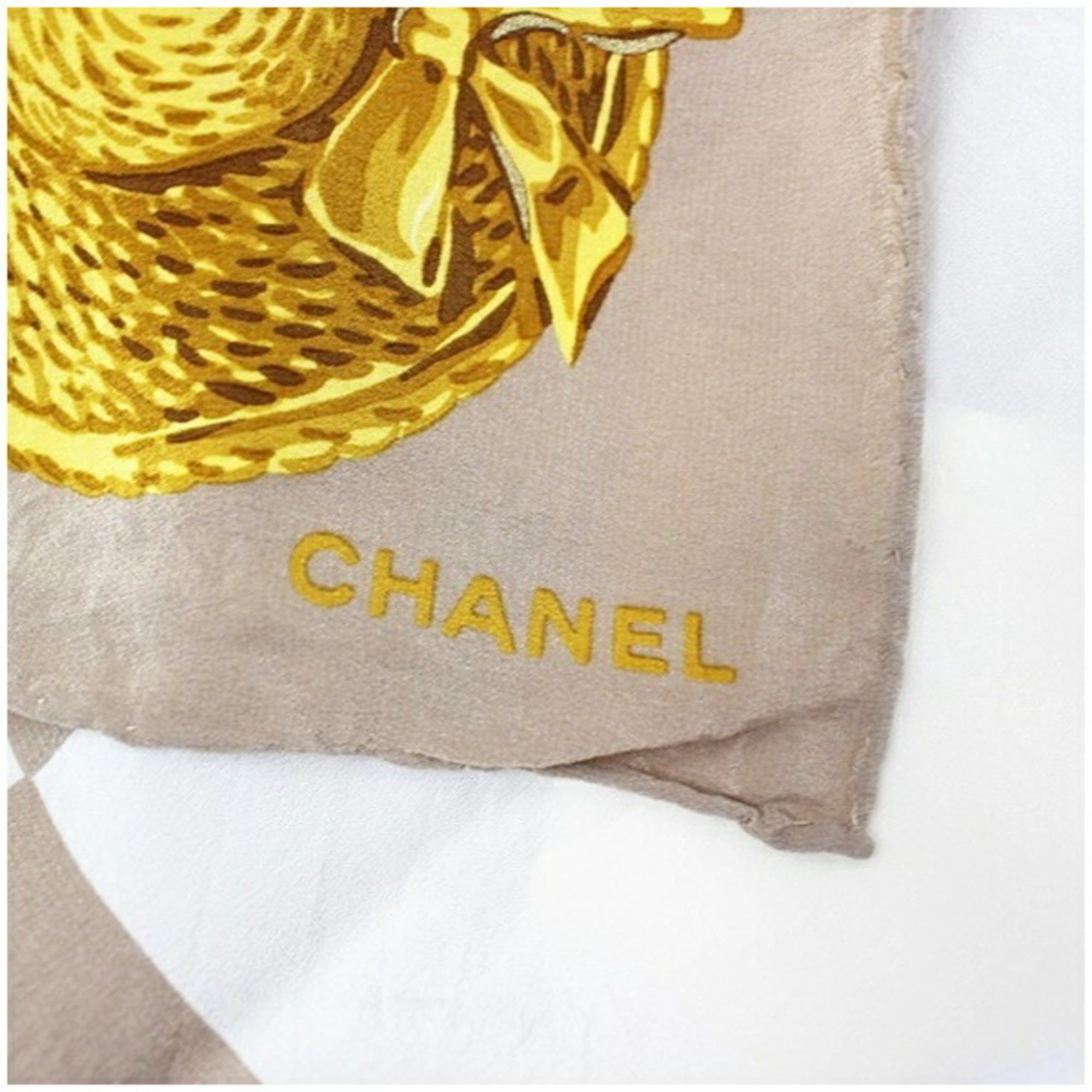 Chanel Chanel Silk Scarf Muffler Beige x Off-White CHANEL Women's Size ONE SIZE - 6 Thumbnail