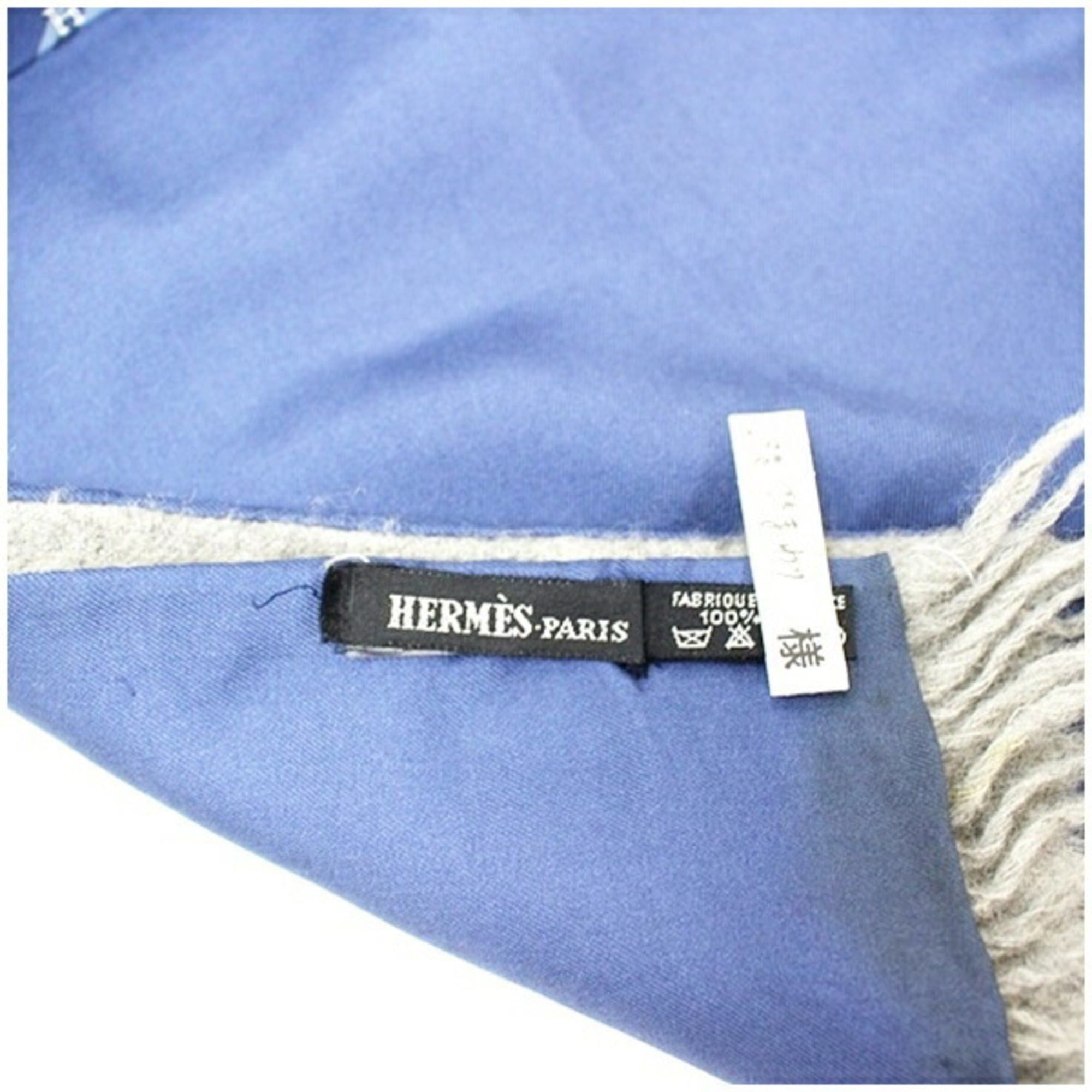 Hermes Hermes Silk Scarf, Blue with H-pattern and Stripe in Gray, 150 x 28 cm, HERMES, Men's Women's. Size ONE SIZE - 5 Thumbnail