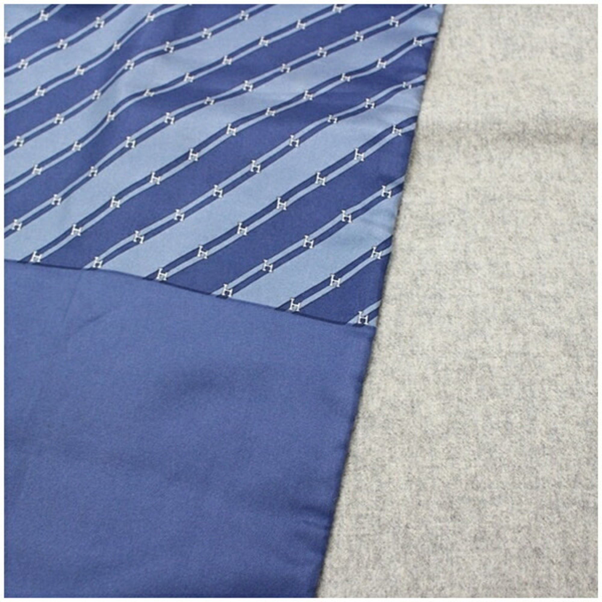 Hermes Hermes Silk Scarf, Blue with H-pattern and Stripe in Gray, 150 x 28 cm, HERMES, Men's Women's. Size ONE SIZE - 6 Thumbnail