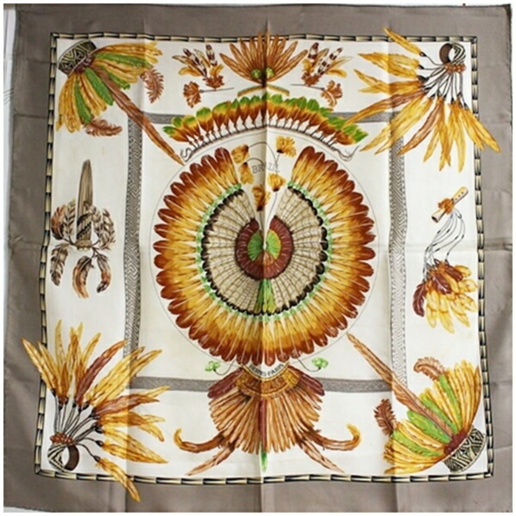 Hermes Hermes Silk Scarf Muffler Carre 90 BRAZIL (Brazil) HERMES Women's Size ONE SIZE - 2 Thumbnail