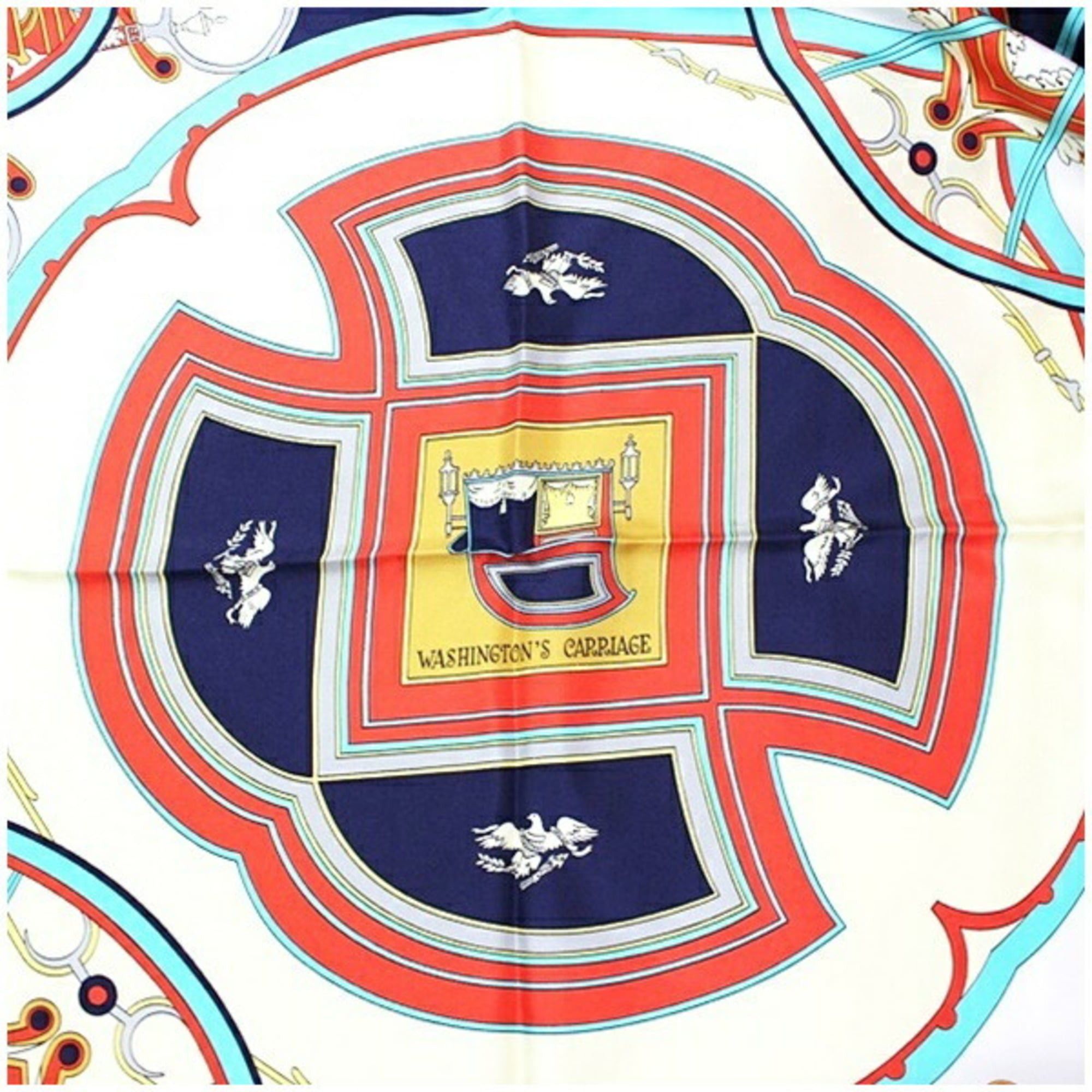 Hermes Hermes Silk Scarf Muffler Carre 90 WASHINGTON'S CARRIAGE HERMES Women's Size ONE SIZE - 6 Thumbnail