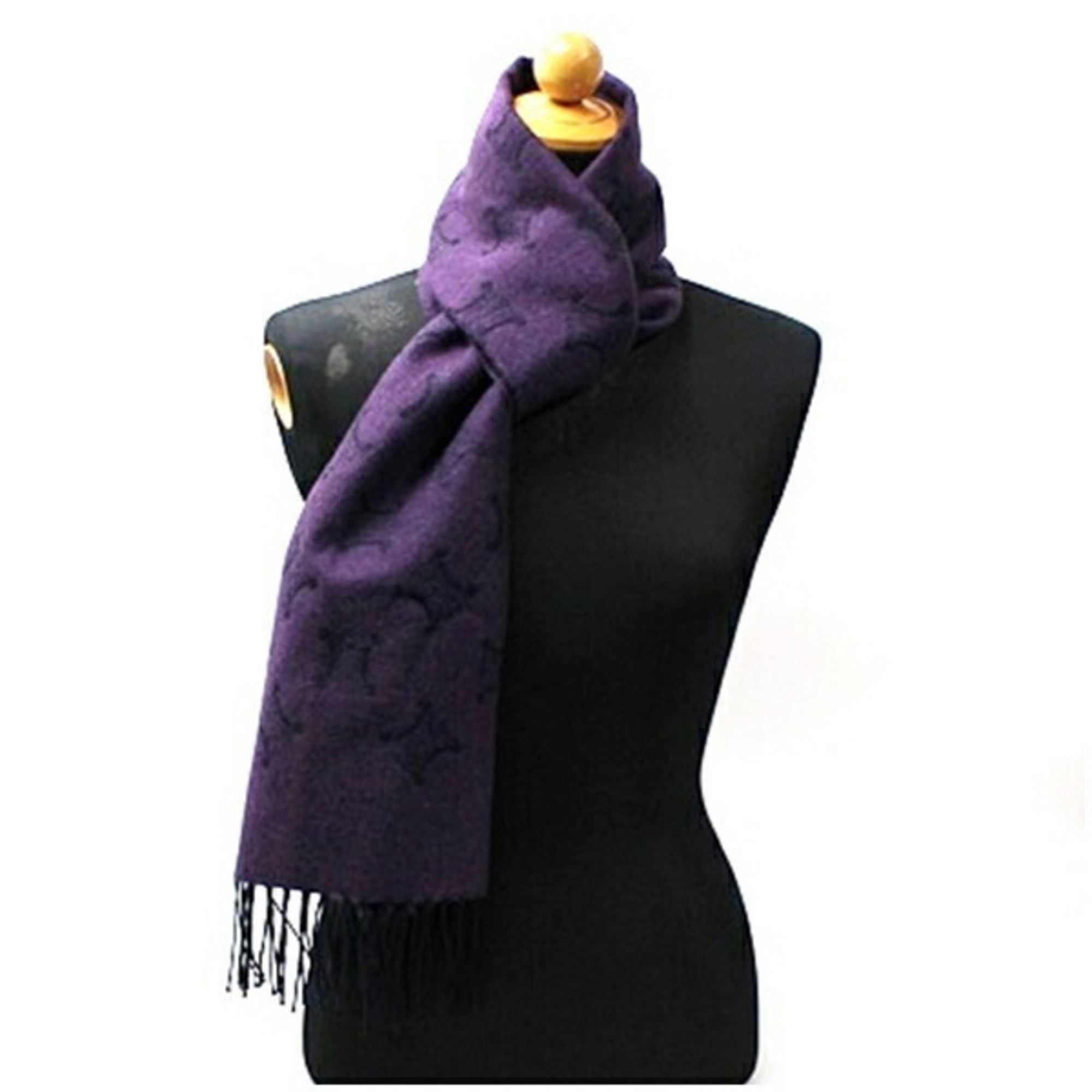 Celine Celine wool scarf, purple and black, 190 x 33 cm, CELINE, women's. Size ONE SIZE - 3 Thumbnail