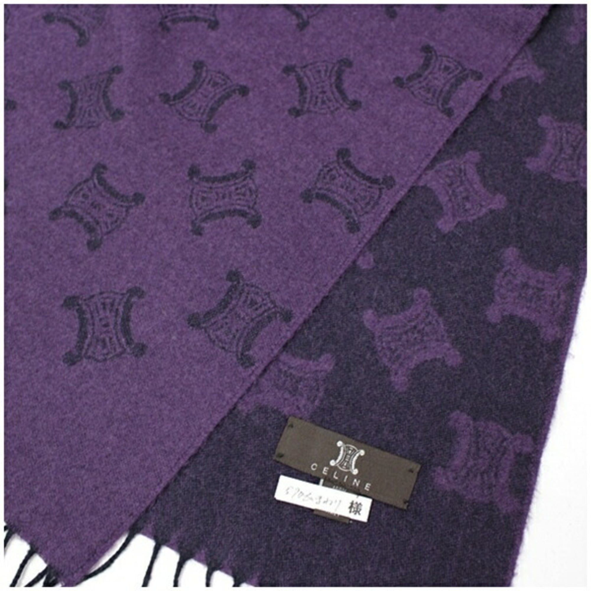 Celine Celine wool scarf, purple and black, 190 x 33 cm, CELINE, women's. Size ONE SIZE - 6 Thumbnail