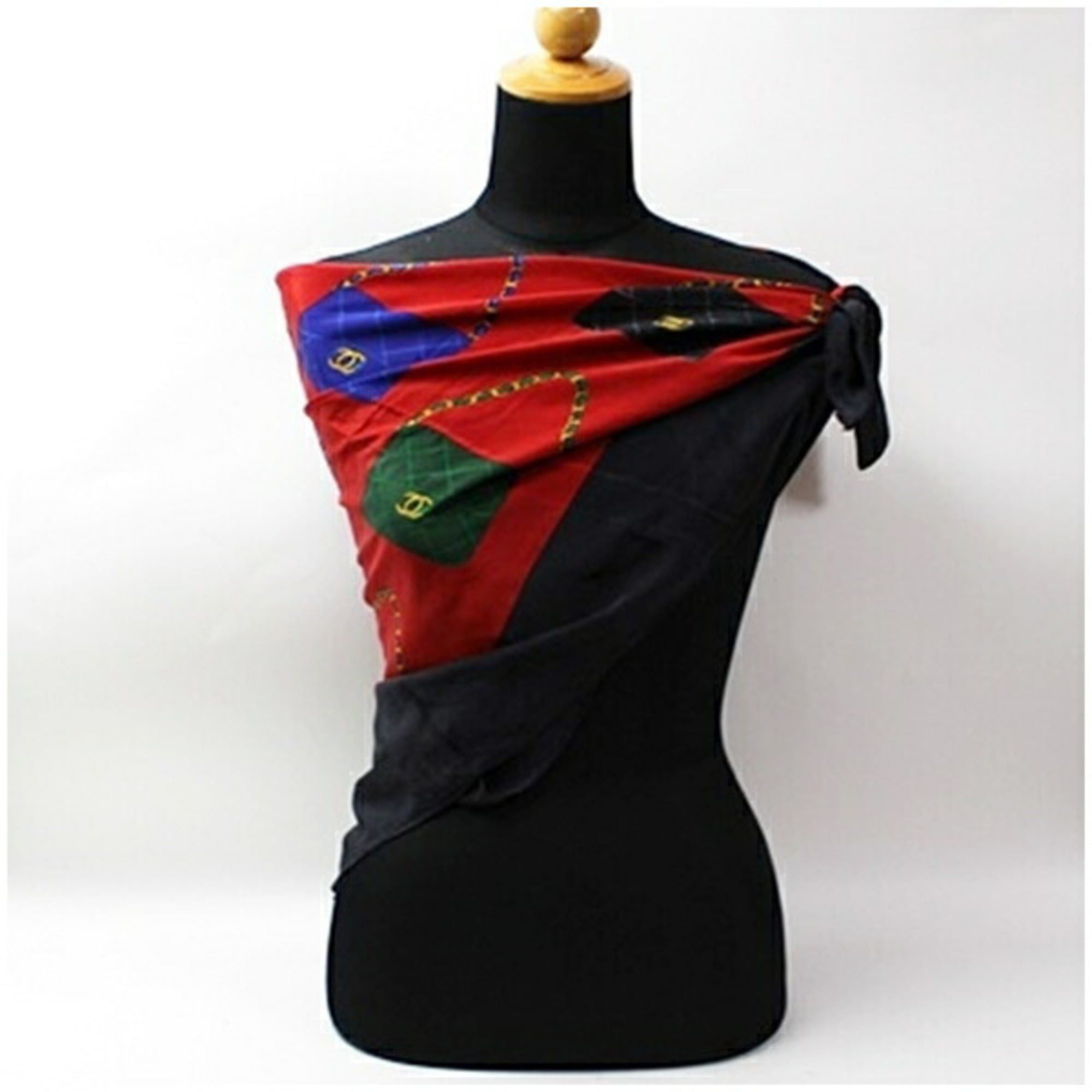 Chanel Chanel Scarf/Muffler, Black x Red, Bag Pattern, CHANEL, Women's Size ONE SIZE - 3 Thumbnail
