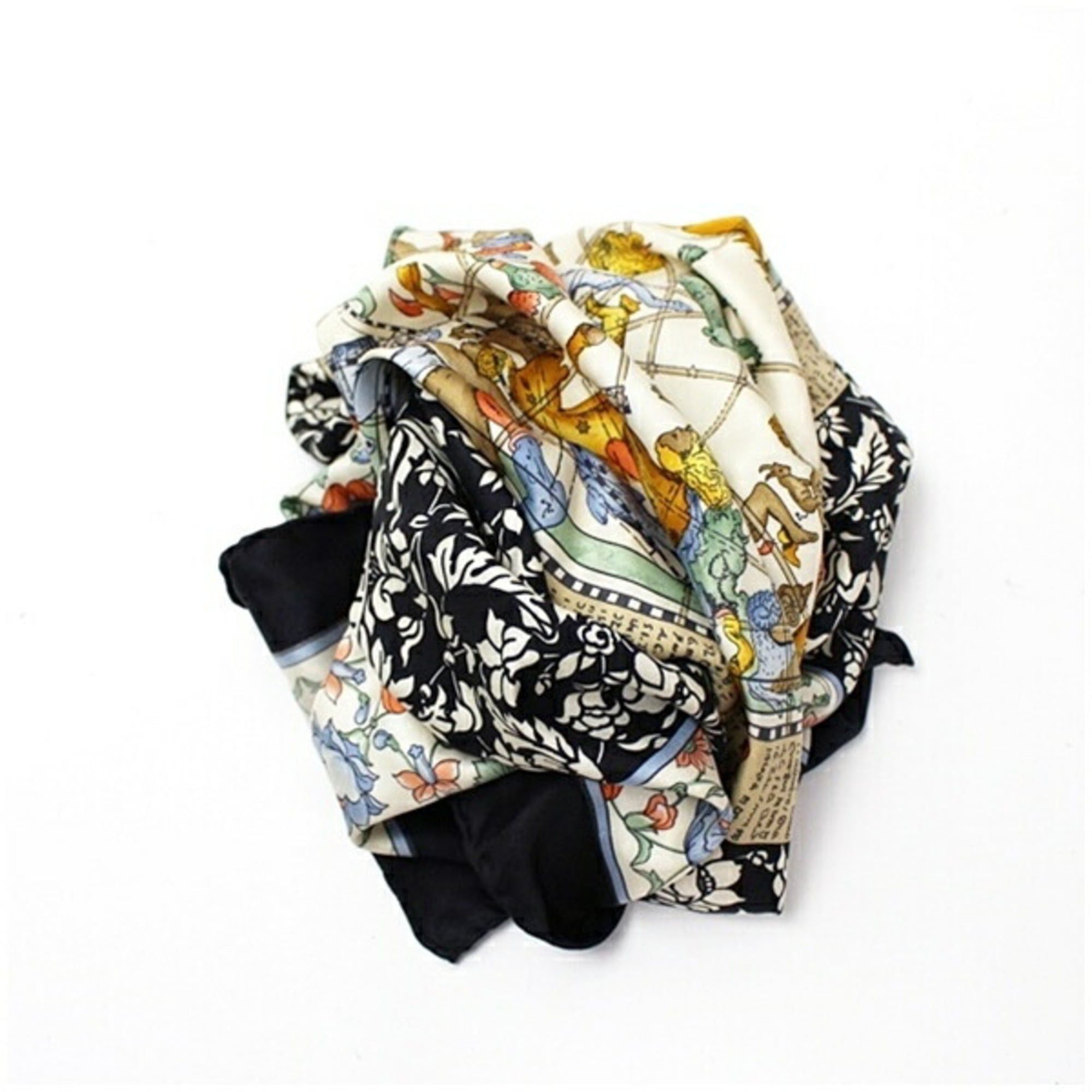 Celine Celine Silk Scarf/Muffler, Black x Multicolor, CELINE, Women's Size ONE SIZE - 7 Thumbnail